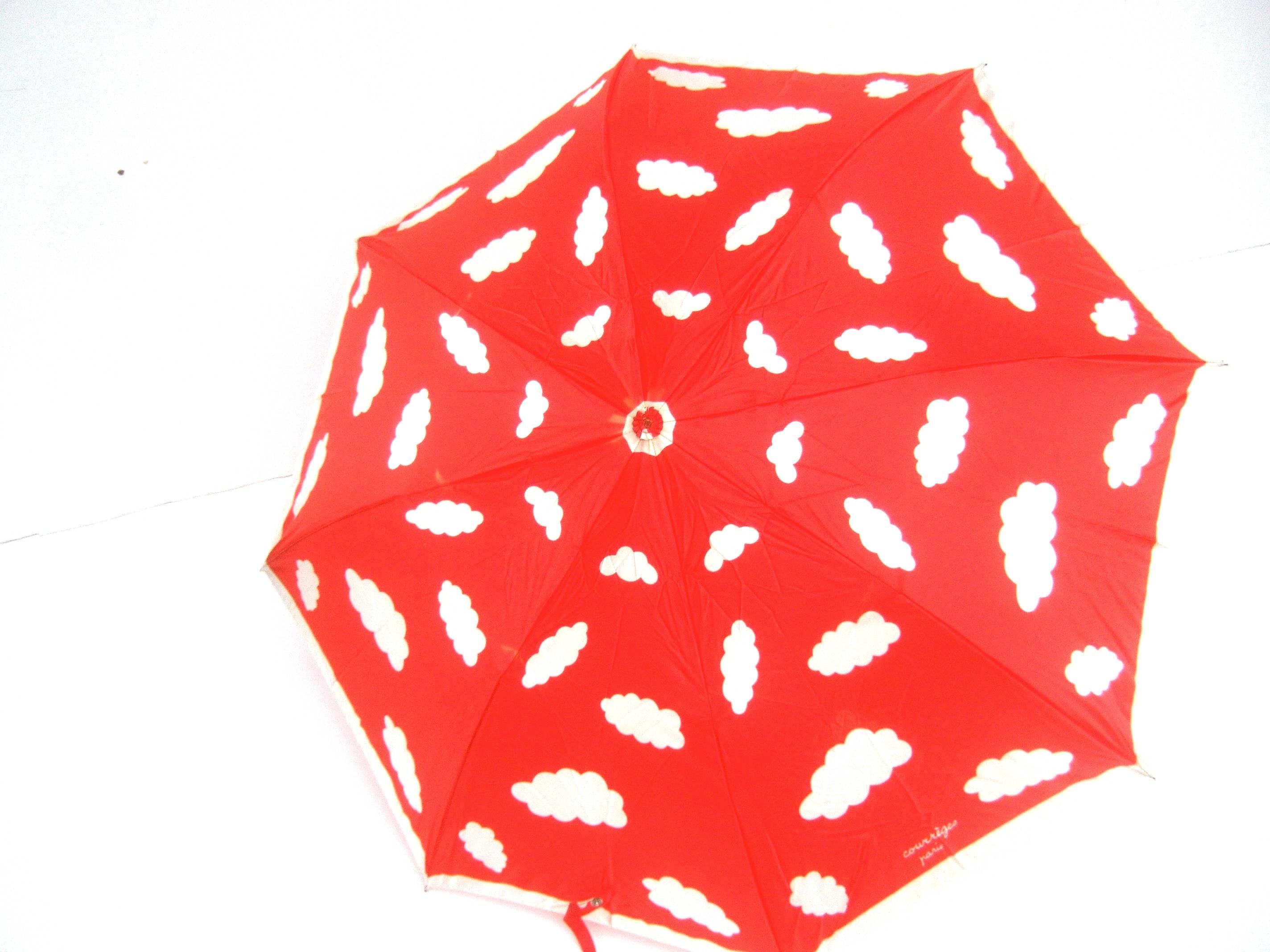 Courreges Paris Rare Mod Cloud Theme Umbrella c 1970s 1