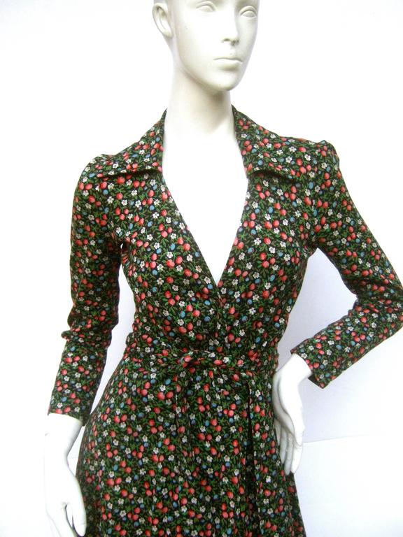 Diane von Furstenberg Iconic Floral Print Italian Wrap Dress c 1970s at