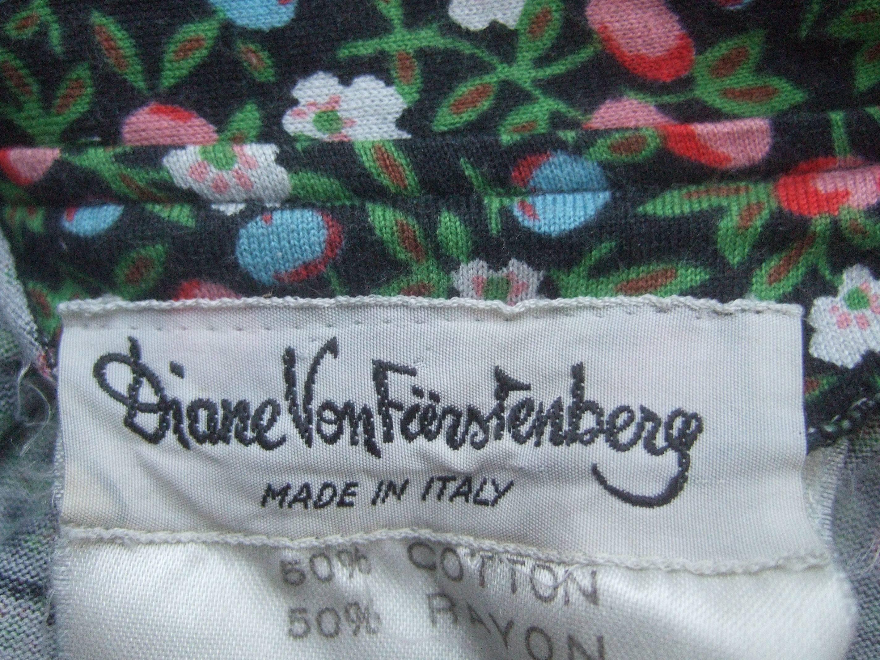 Diane von Furstenberg Iconic Floral Print Italian Wrap Dress c 1970s In Excellent Condition In University City, MO