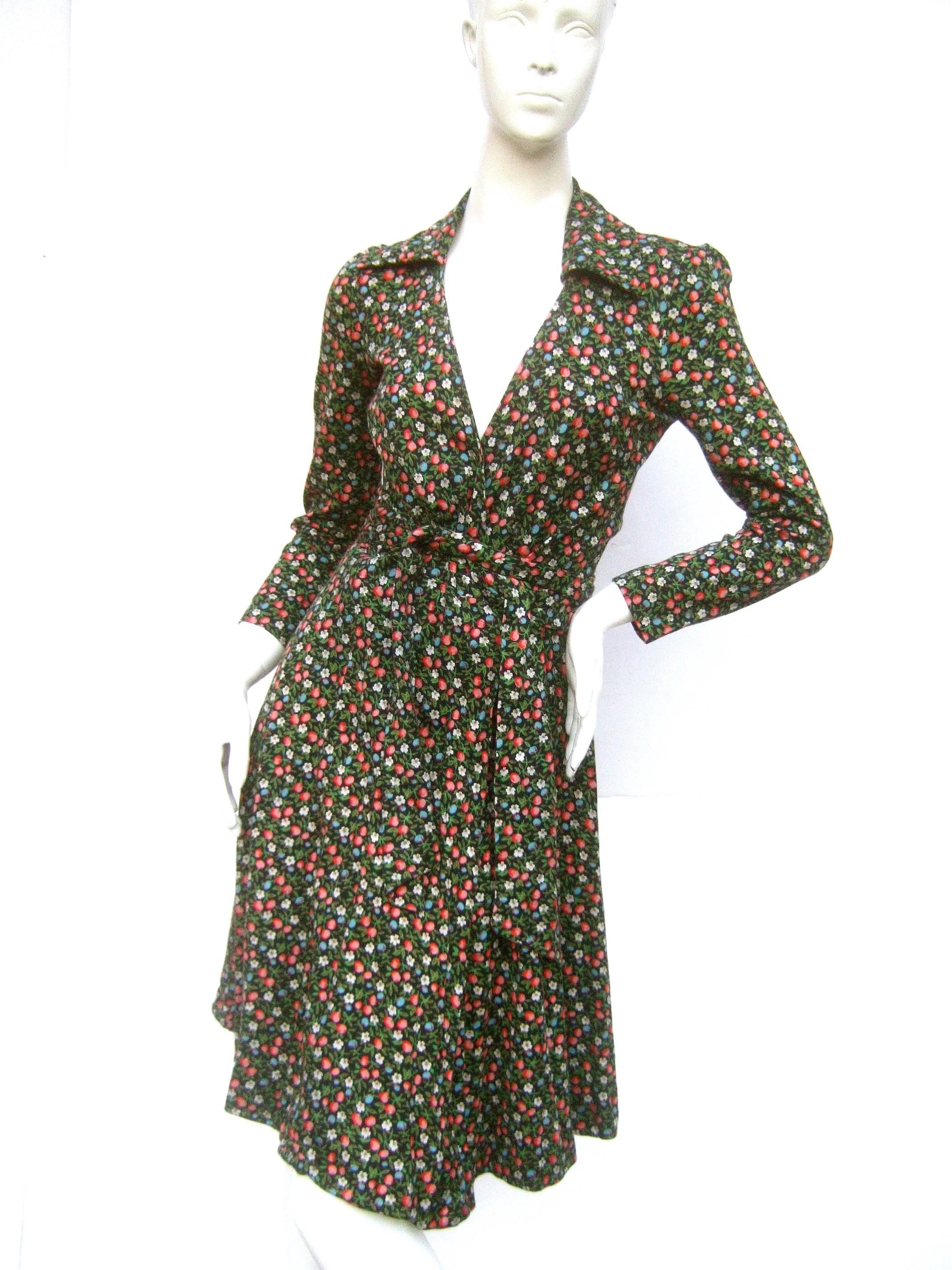 Women's Diane von Furstenberg Iconic Floral Print Italian Wrap Dress c 1970s