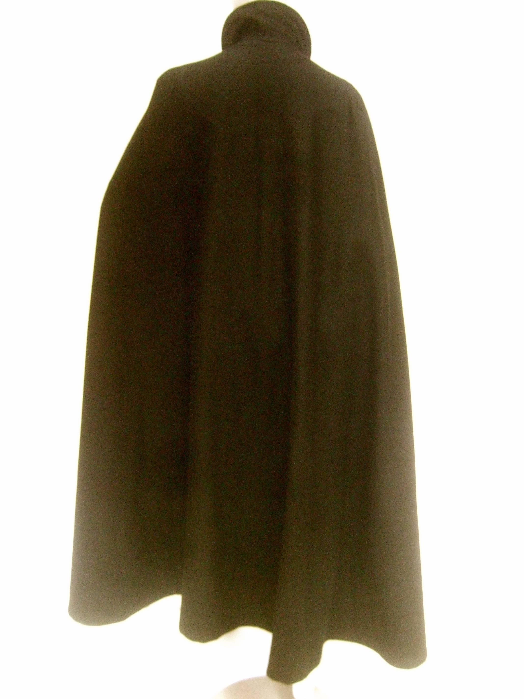 Dramatic Long Black Sweeping Wool Cape Fifth Avenue NY c 1960 6