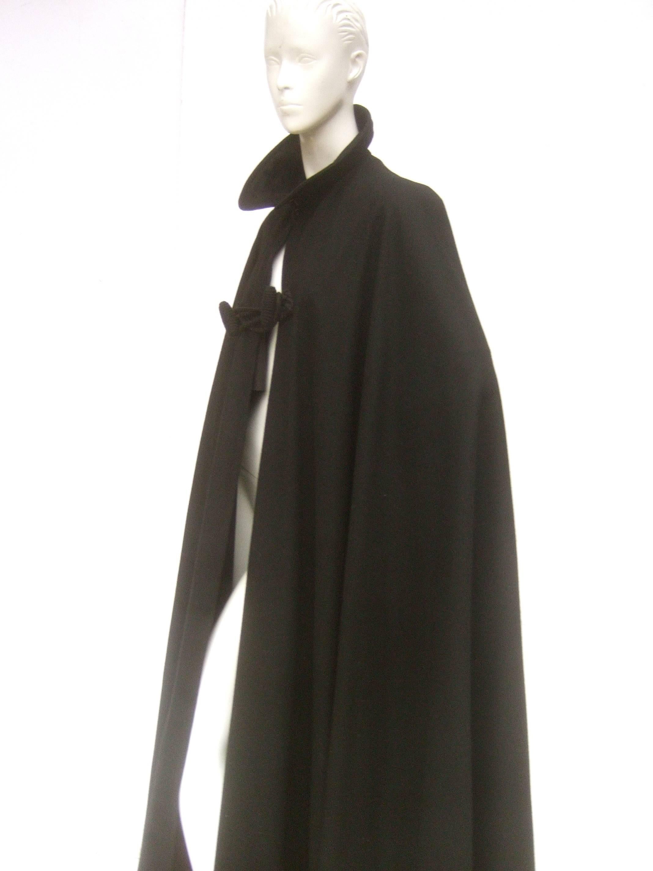 Dramatic Long Black Sweeping Wool Cape Fifth Avenue NY c 1960 5