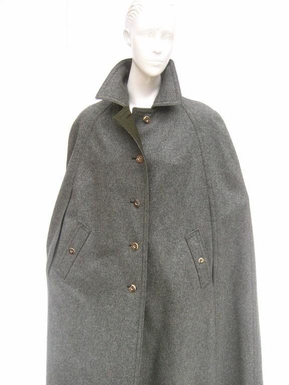vintage Gray Reversible Cape 100% wool fleece & 100% cotton flannel  / 5-6