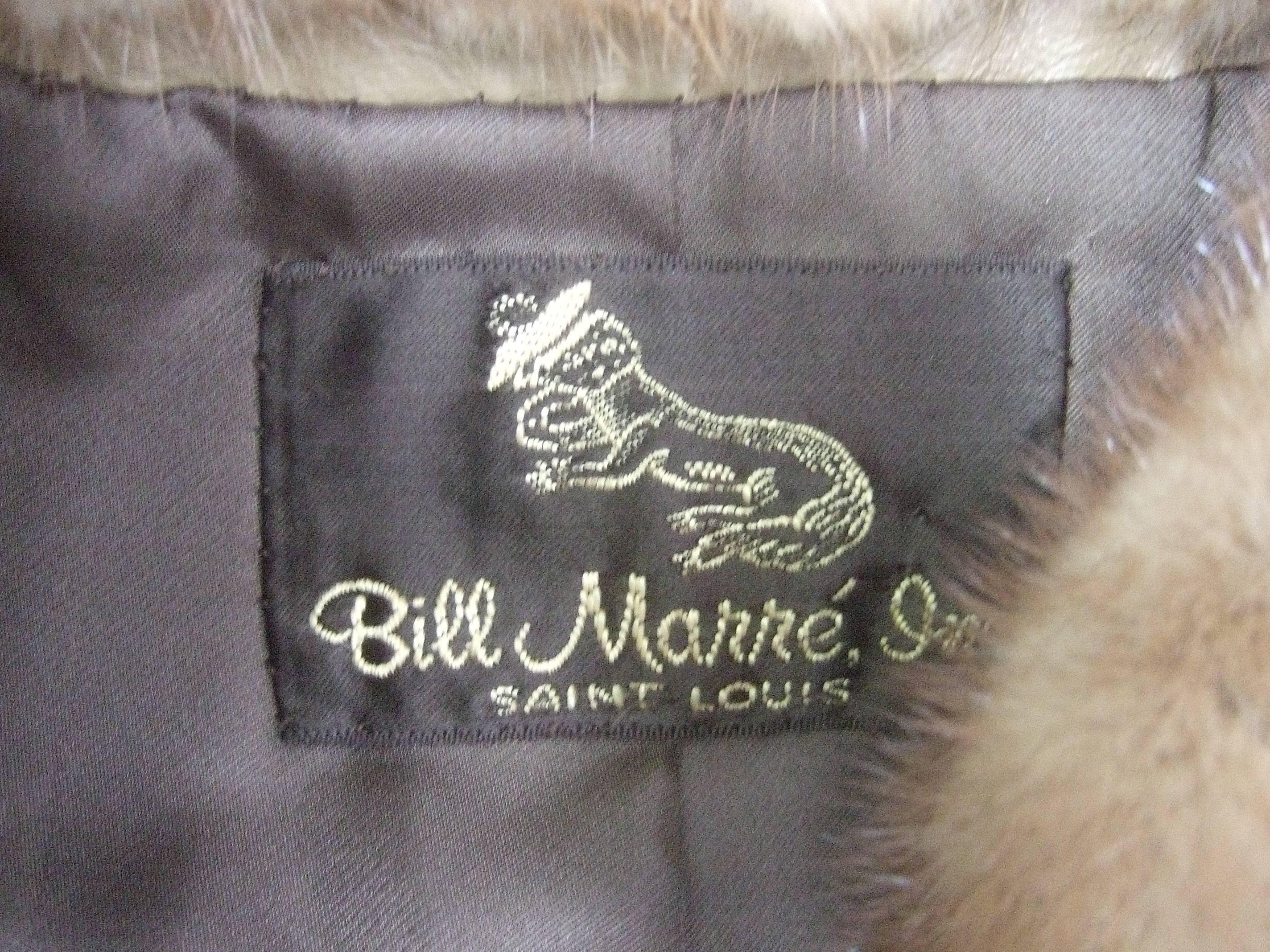 Sale Mink & Leather Eisenhower Style Cropped Jacket c 1970s  2