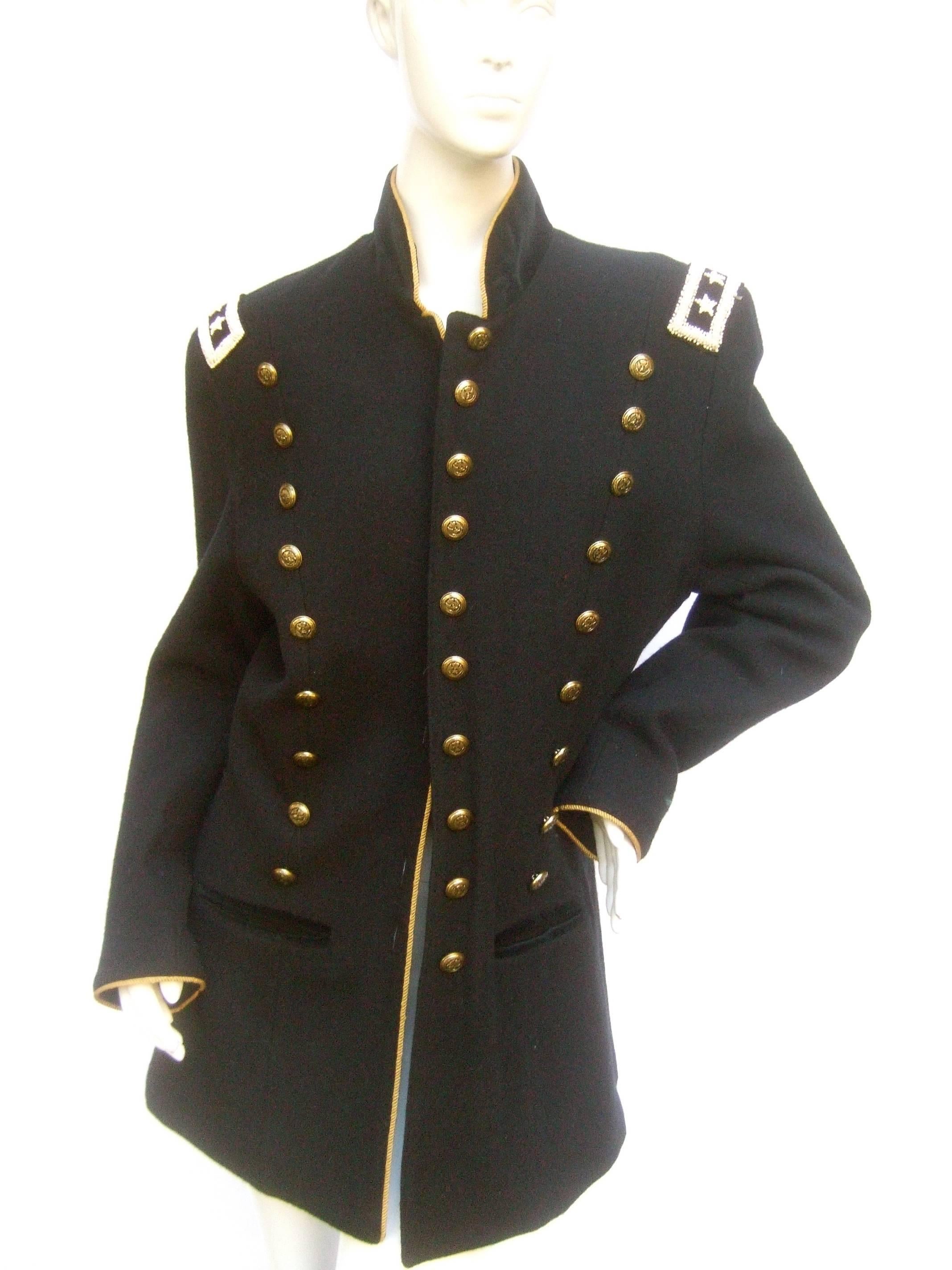 Black Wool Women's Military Style Jacket  2