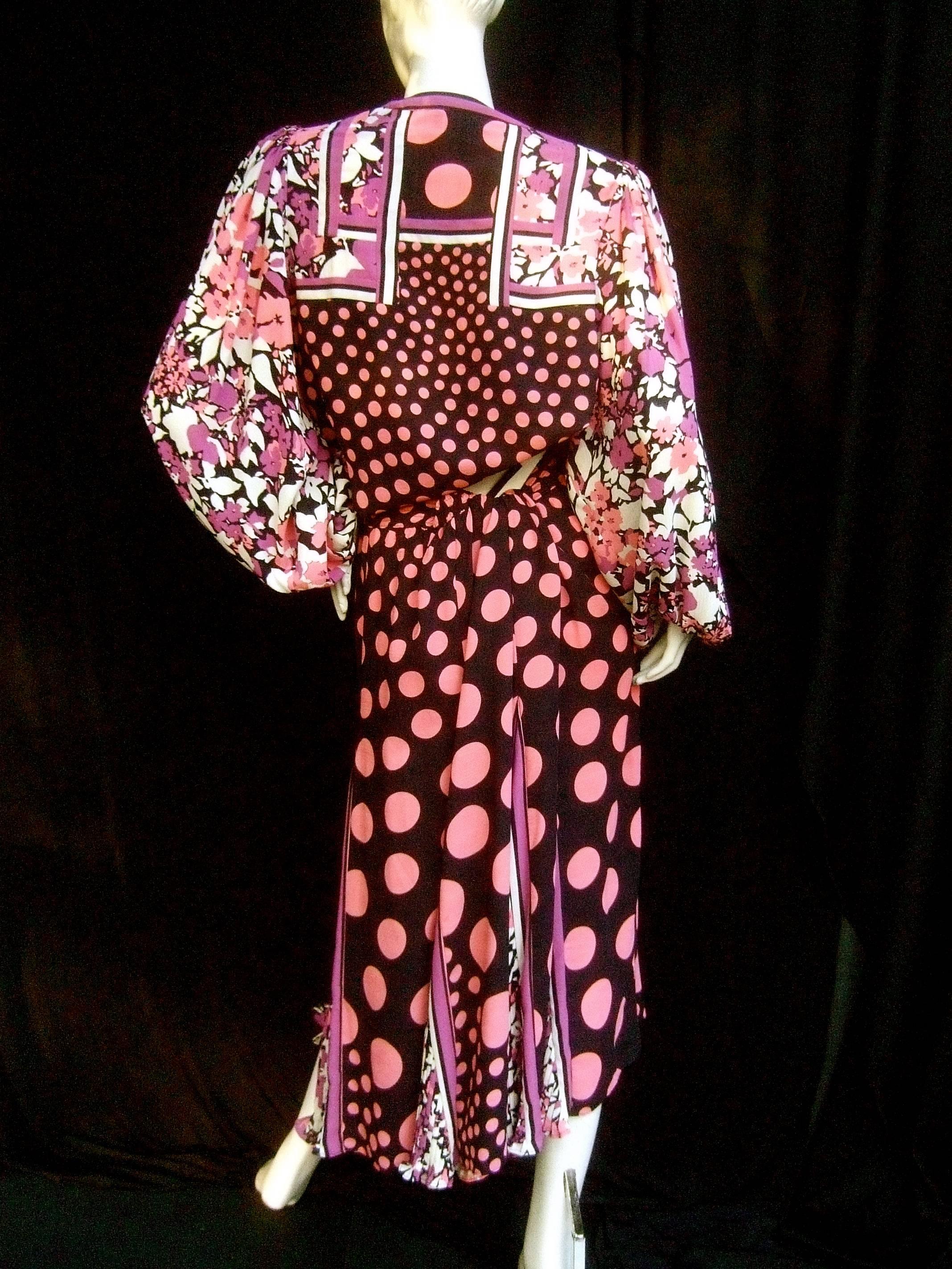 Diane Fres Pastel Print Blouse Skirt Ensemble c 1980s 4