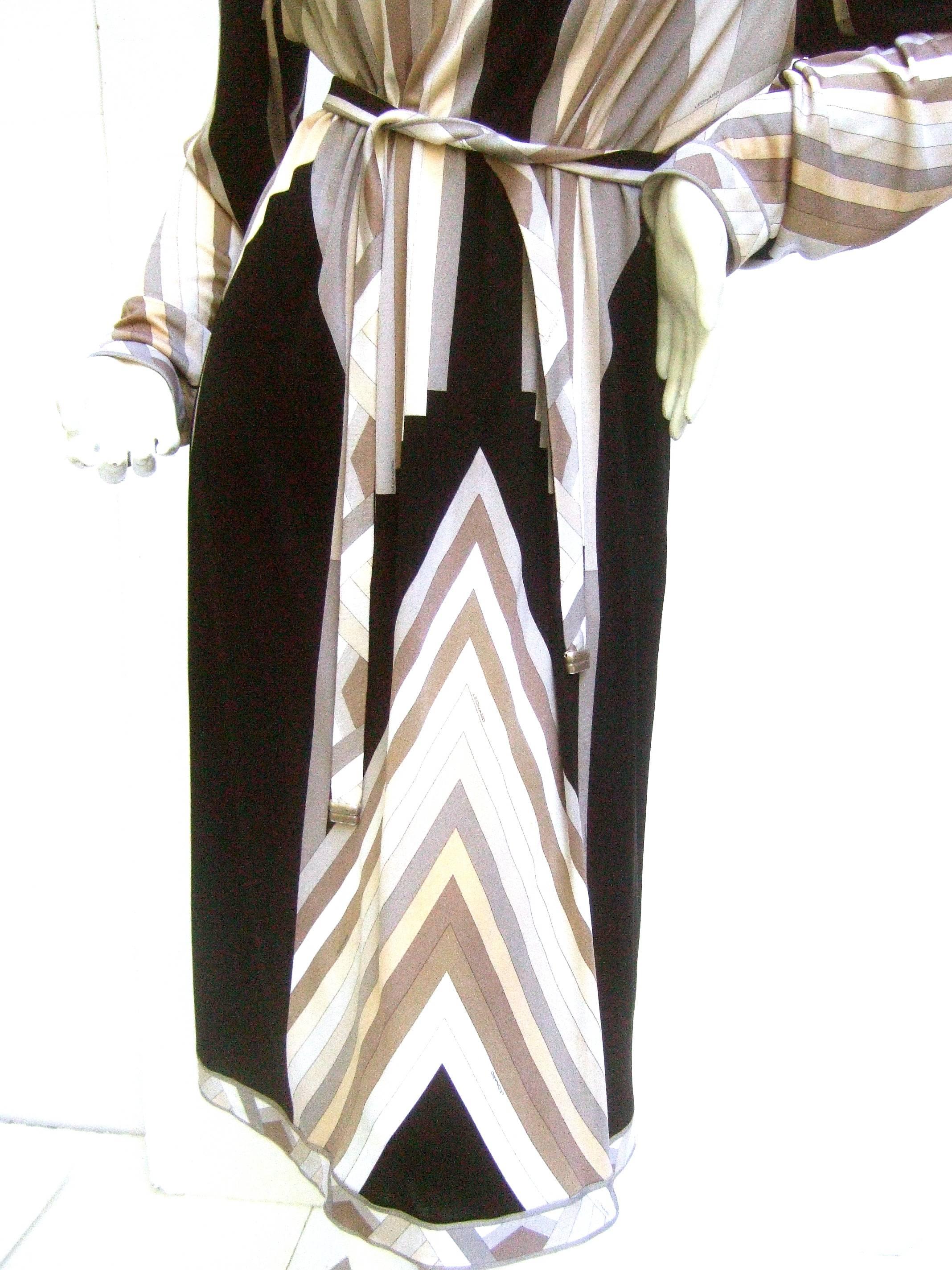 Leonard Paris Silk Jersey Architectural Print Dress c 1990 1