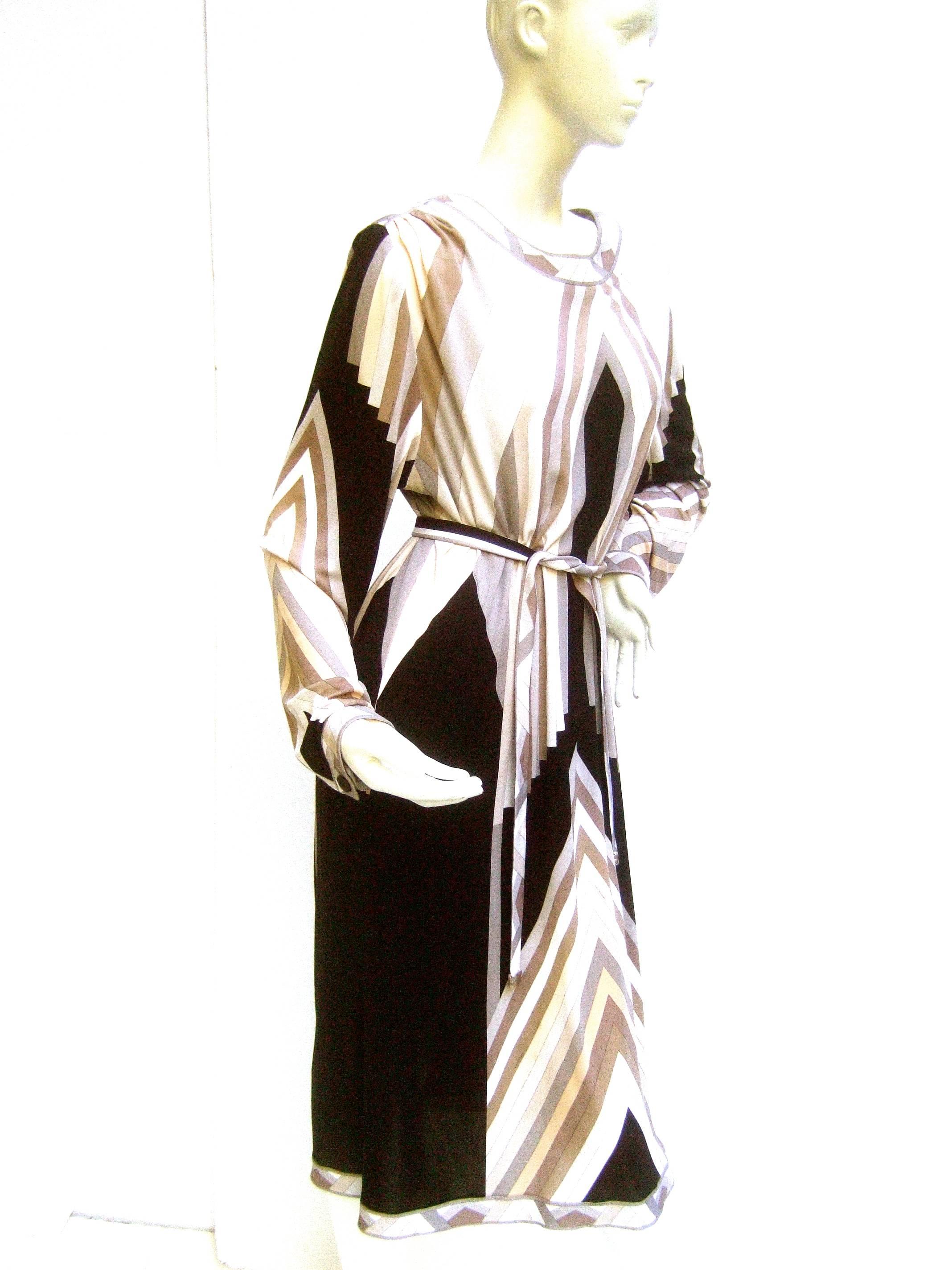 Leonard Paris Silk Jersey Architectural Print Dress c 1990 5