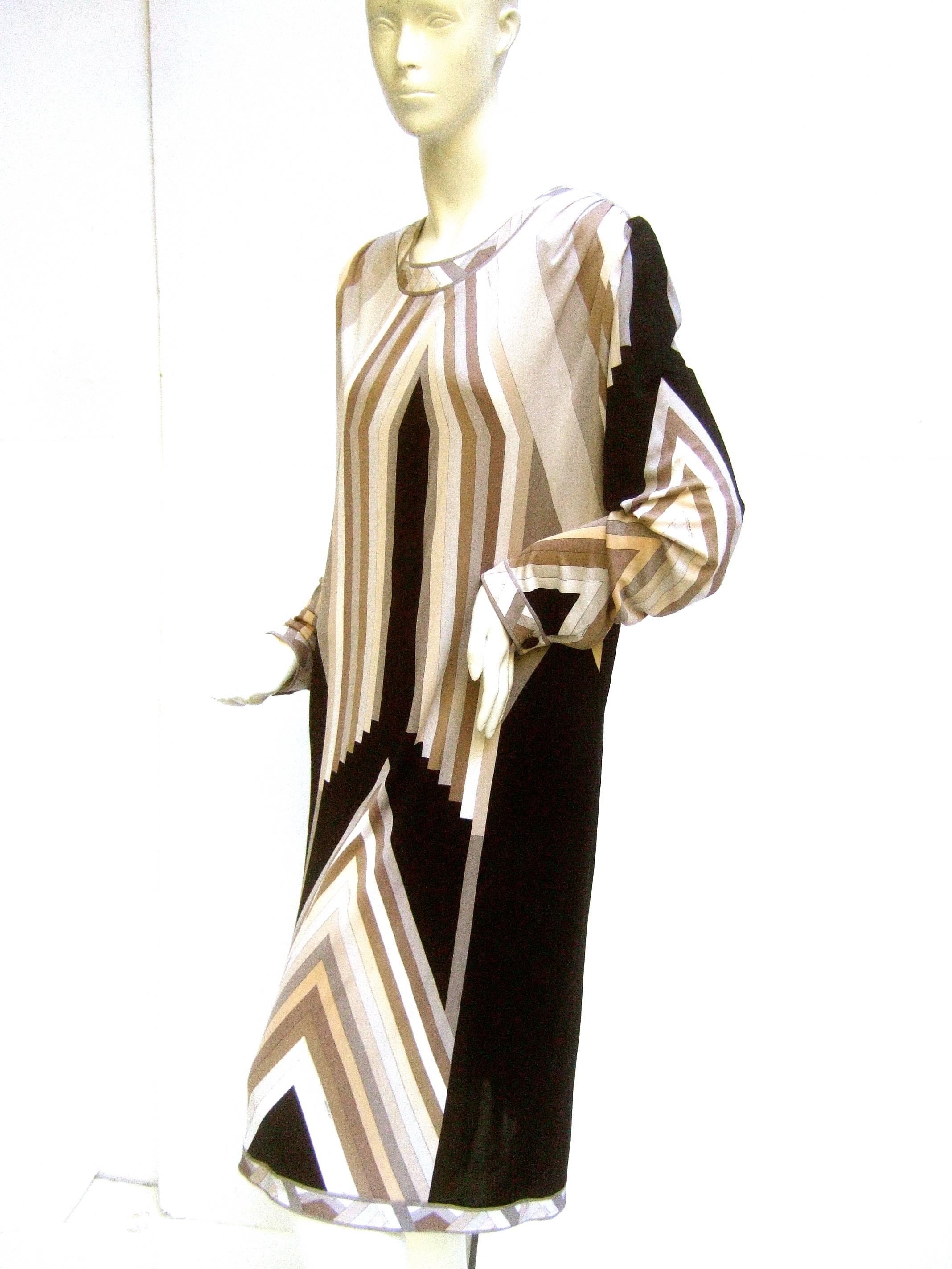 Women's Leonard Paris Silk Jersey Architectural Print Dress c 1990