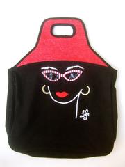 Lulu Guinness London Whimsical Canvas Straw Tote Bag
