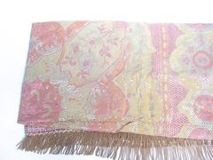 Italian Luxurious Pink Silk Floral Fringe Spread ca 1950