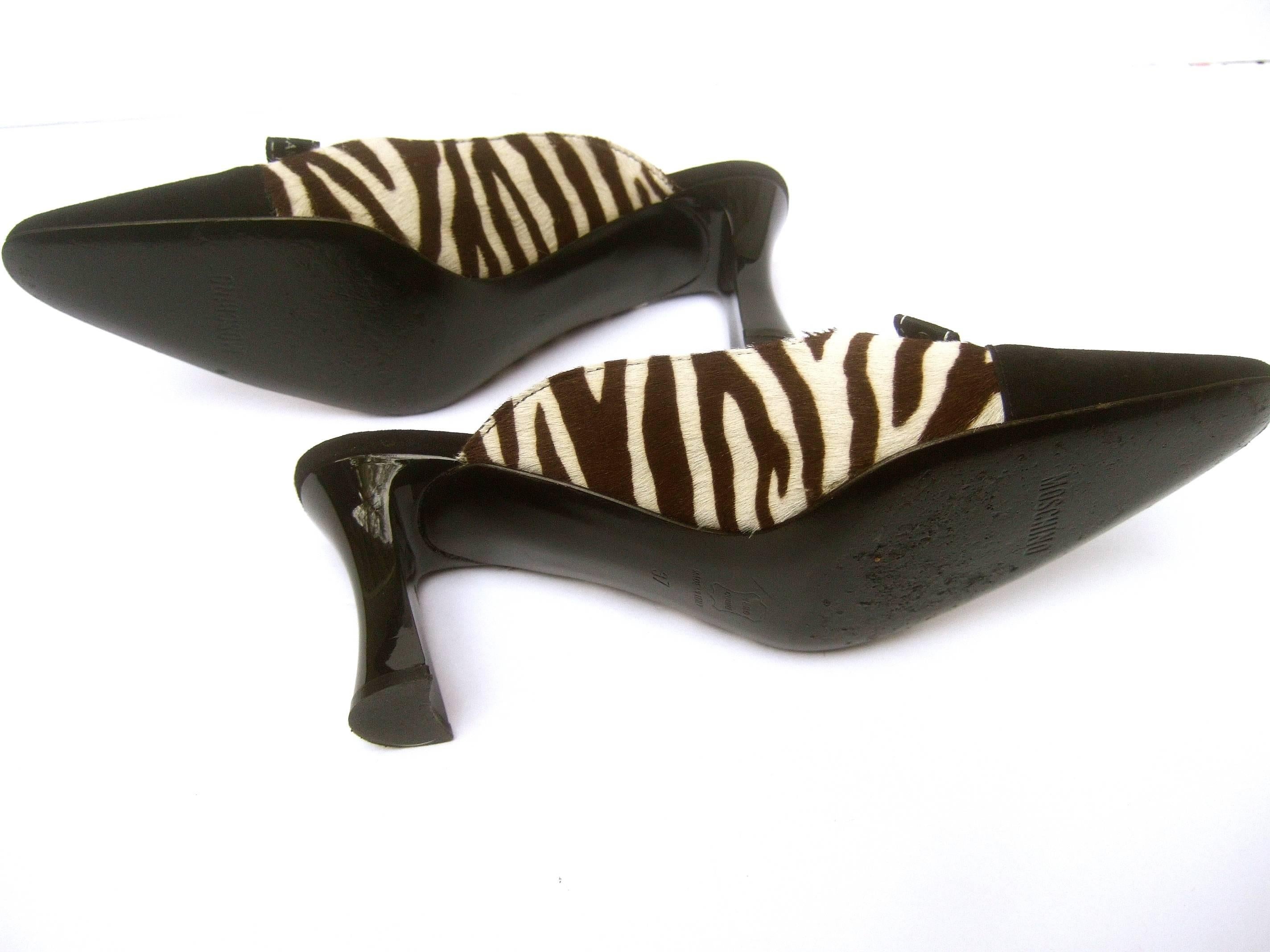 Women's Reserved Sale Pending for Monique Moschino Italy Zebra Print Pony Hair Mules 