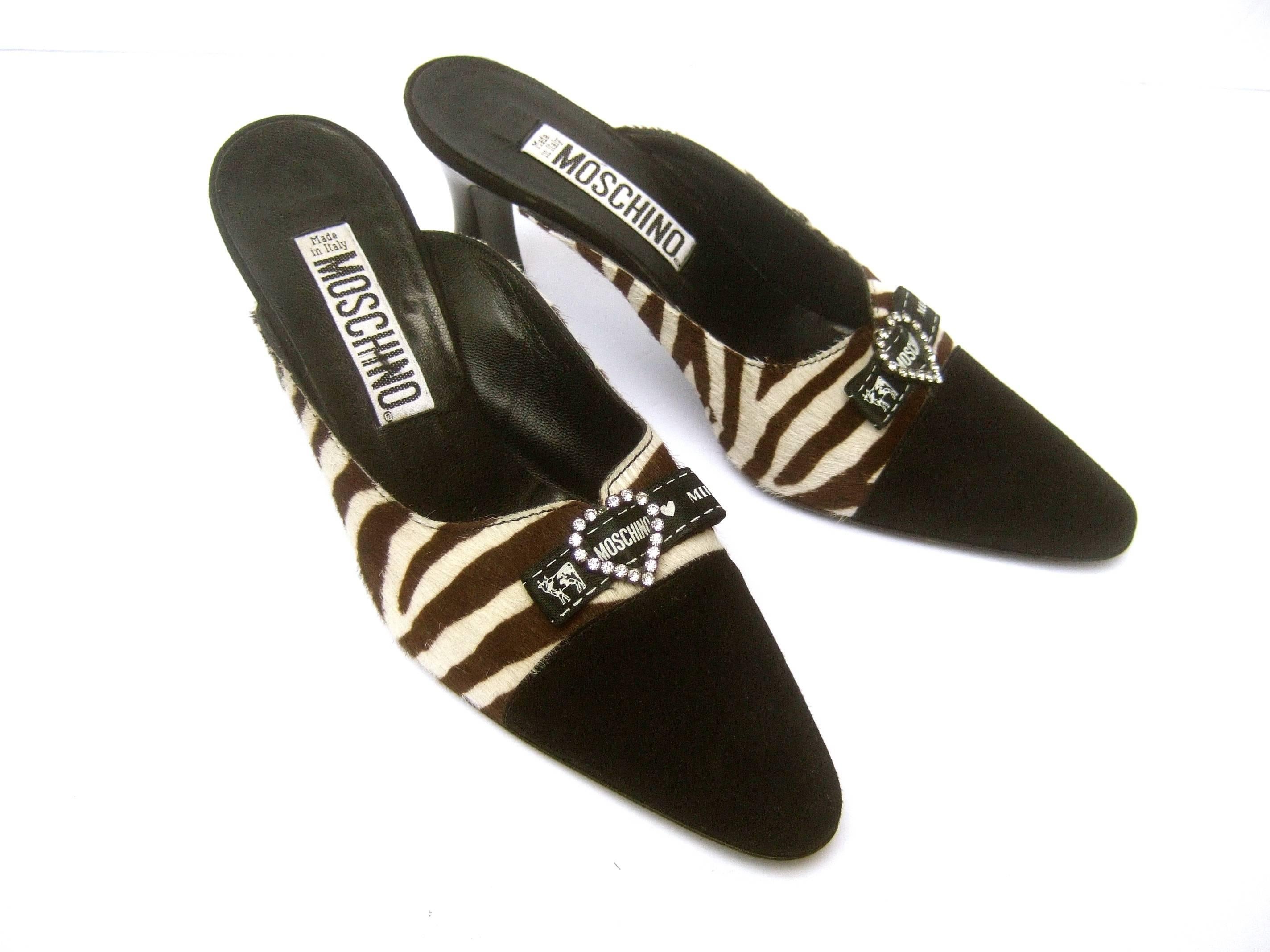 Reserved Sale Pending for Monique Moschino Italy Zebra Print Pony Hair Mules  1