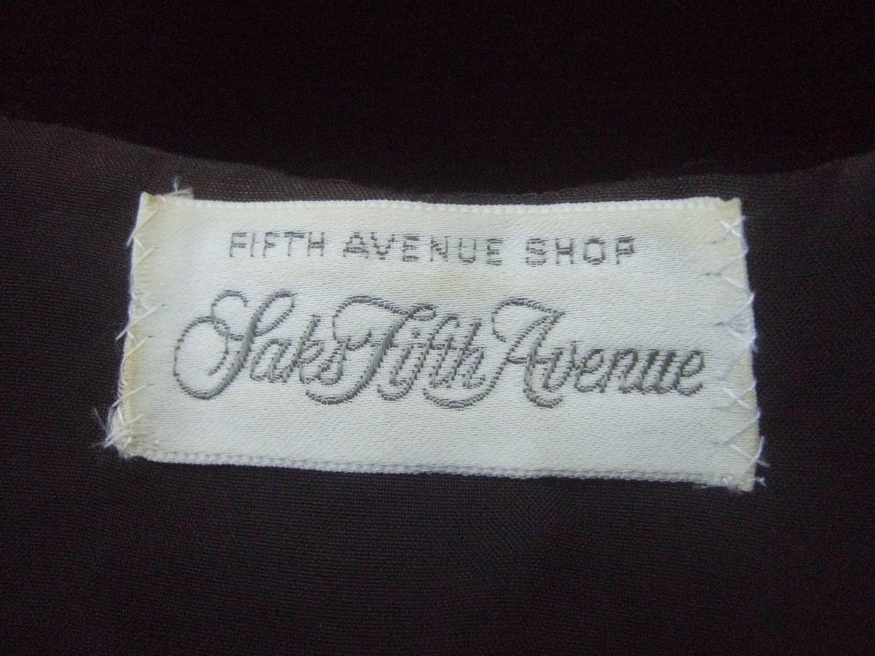 Saks Fifth Avenue Black Silk Velvet Grommet Jacket ca 1960  2