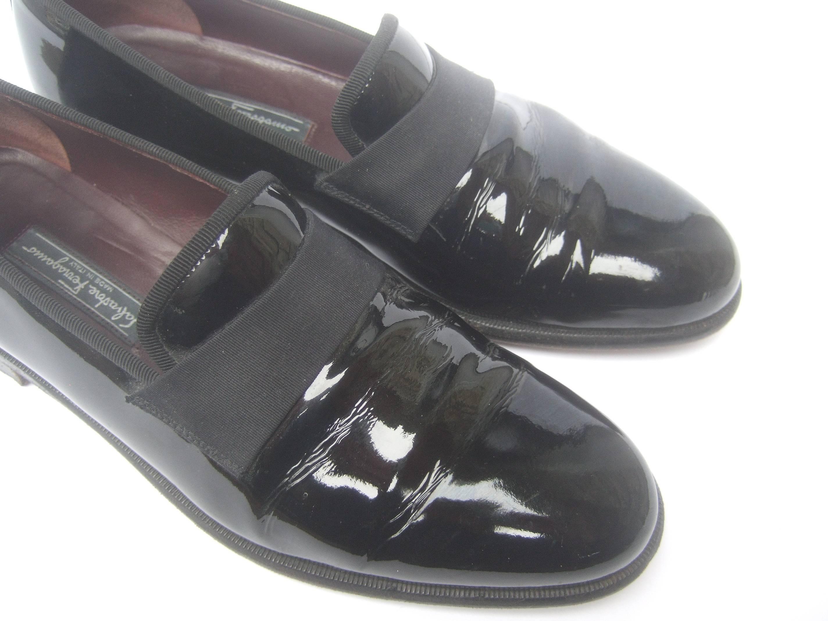 Brown Salvatore Ferragamo Men's Black Patent Leather Dress Shoes 