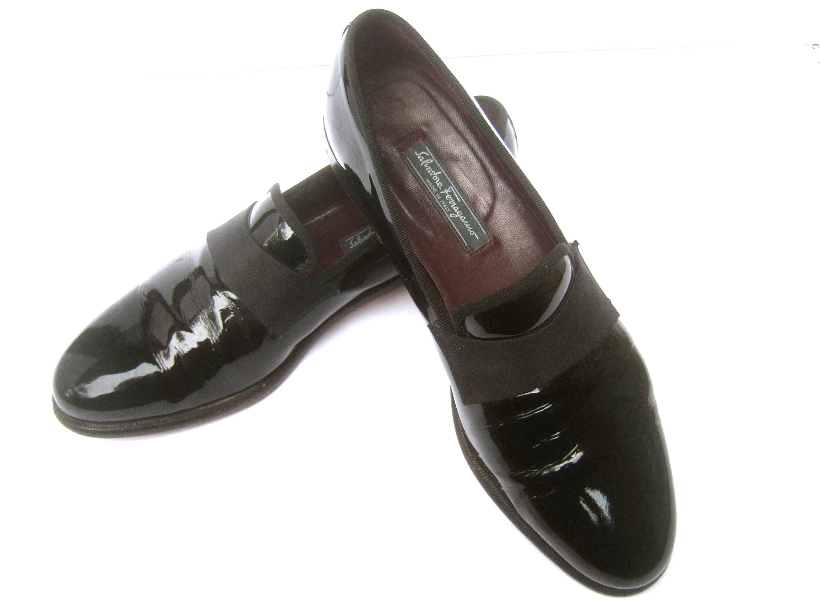 Salvatore Ferragamo Men's Black Patent Leather Dress Shoes  2