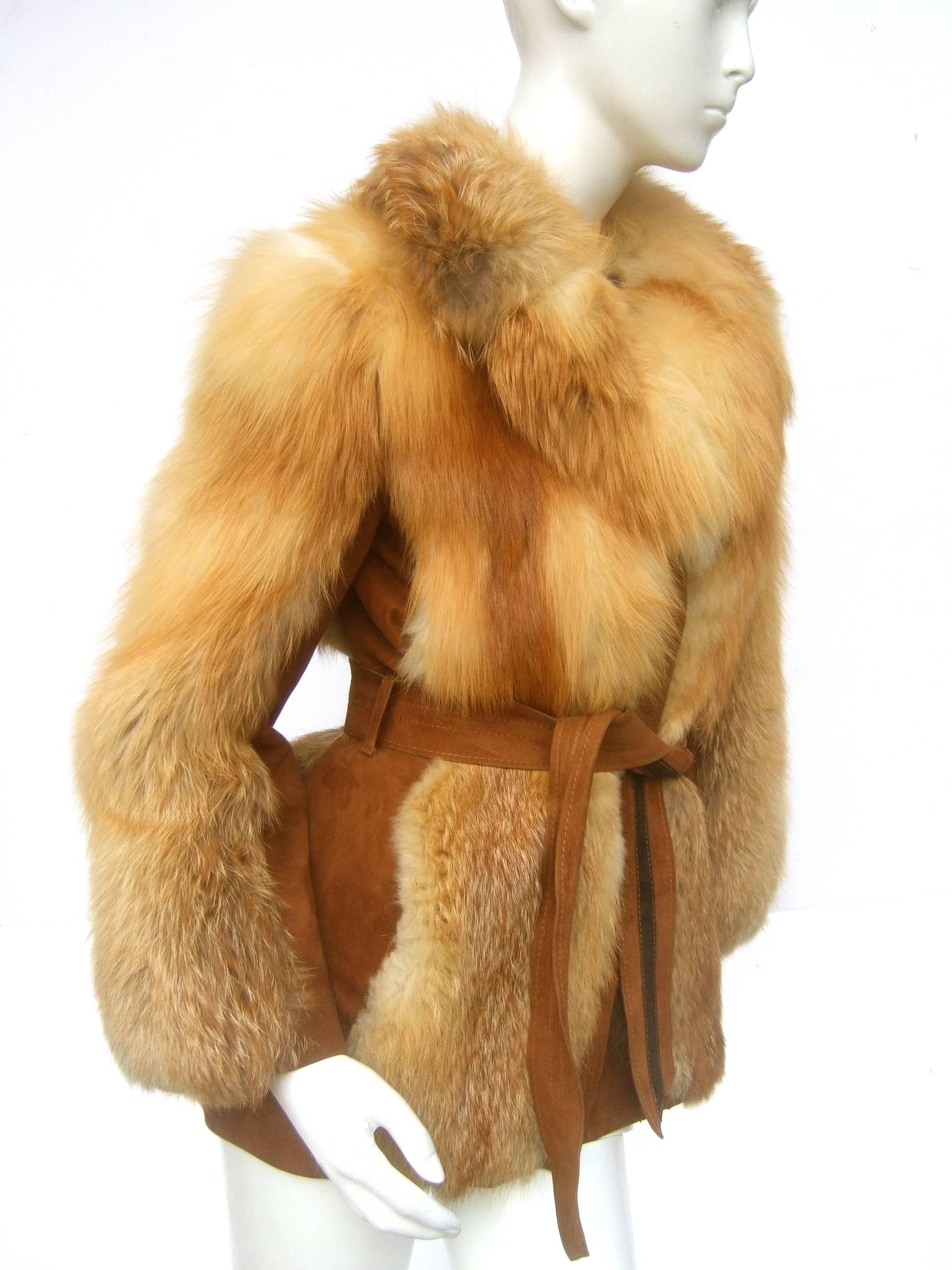 Women's Revillon Paris Plush Fox Fur Belted Jacket ca 1970 
