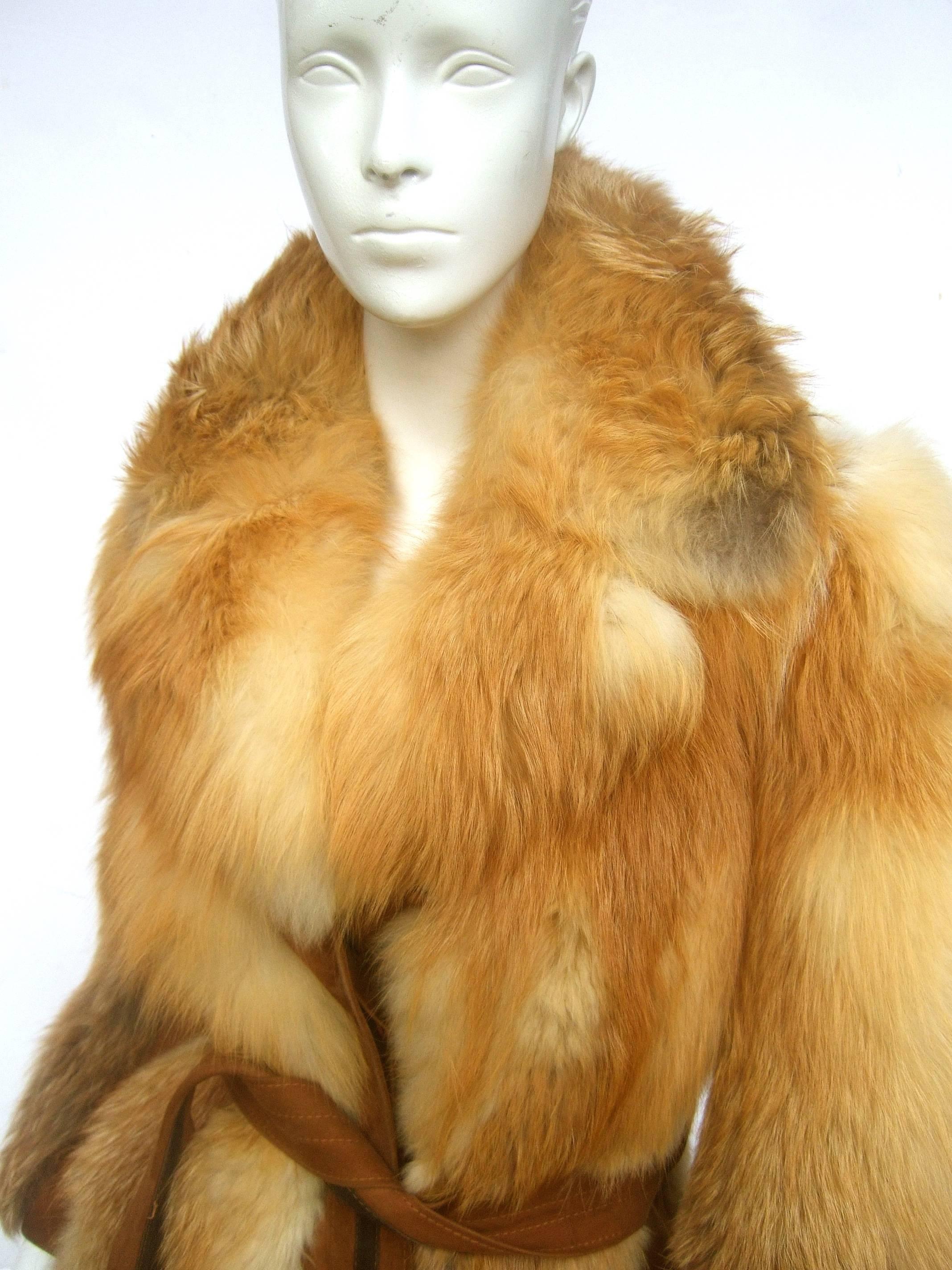 Revillon Paris Plush Fox Fur Belted Jacket ca 1970  2