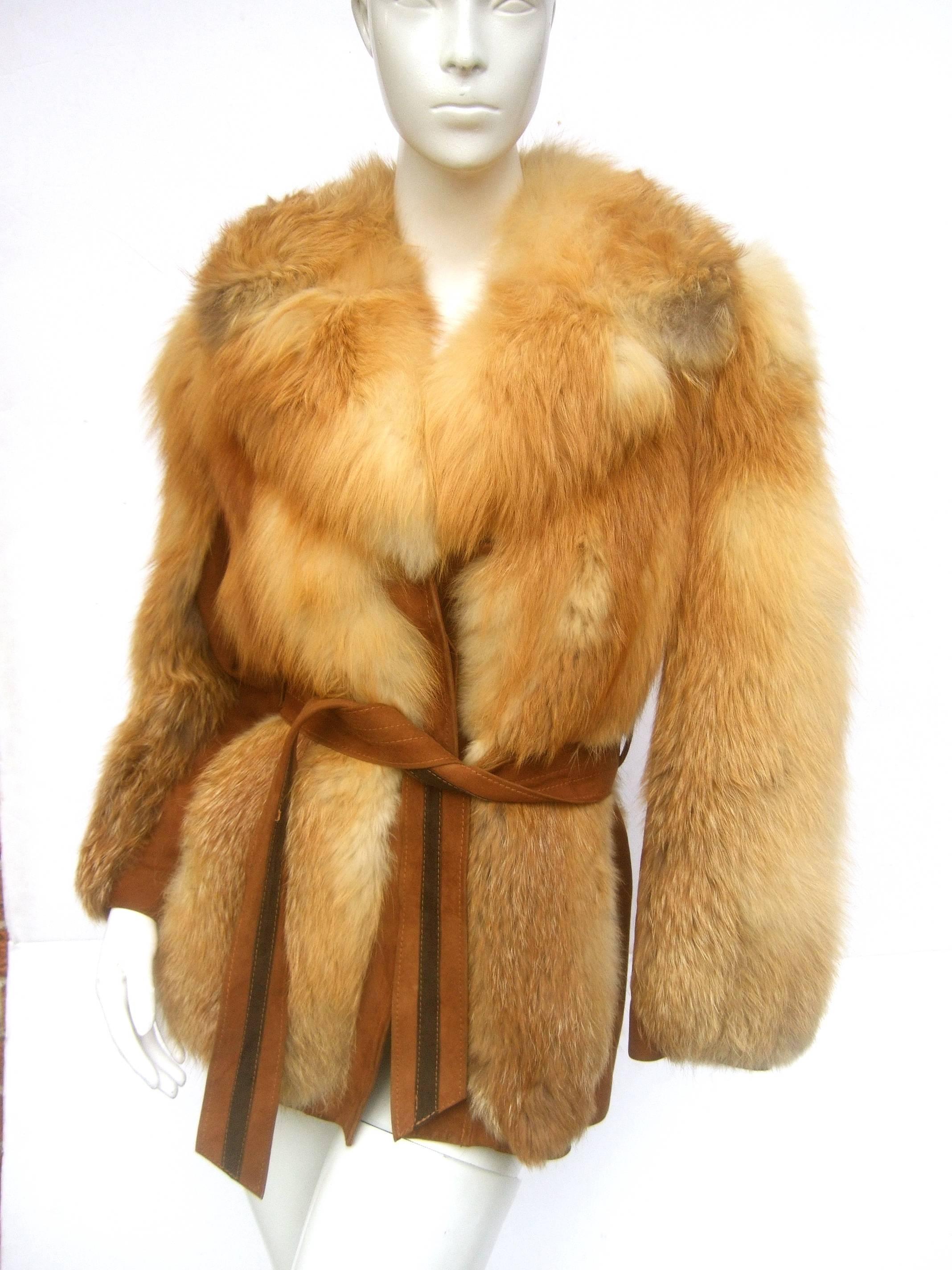 Revillon Paris Plush Fox Fur Belted Jacket ca 1970  5