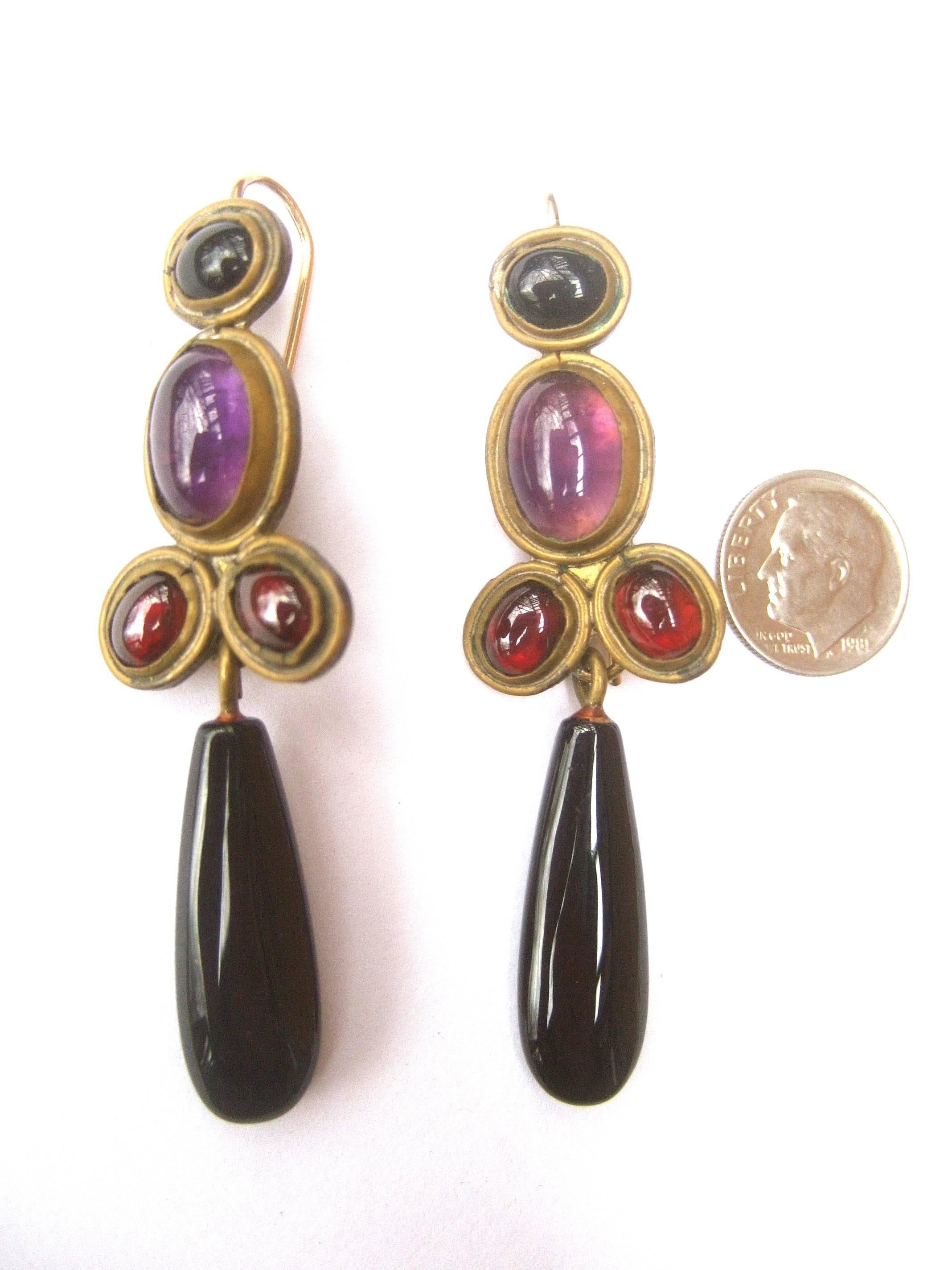 Opulent Artisan Semi Precious Dangle Earrings by Karen Seberi  For Sale 2