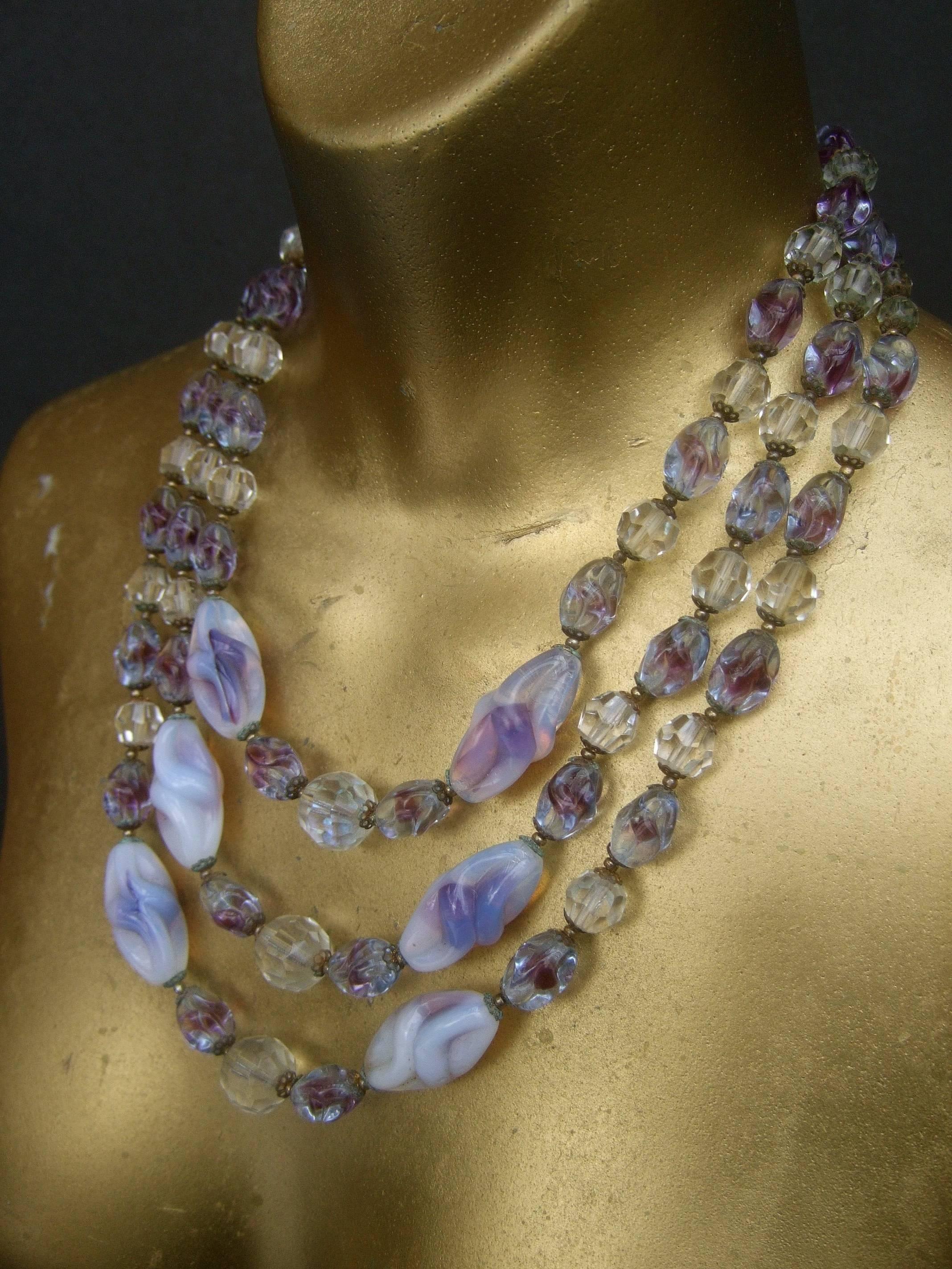 Glitzernde Kristallglasperlen-Halskette, abgestufte Halskette, ca. 1960 Damen im Angebot
