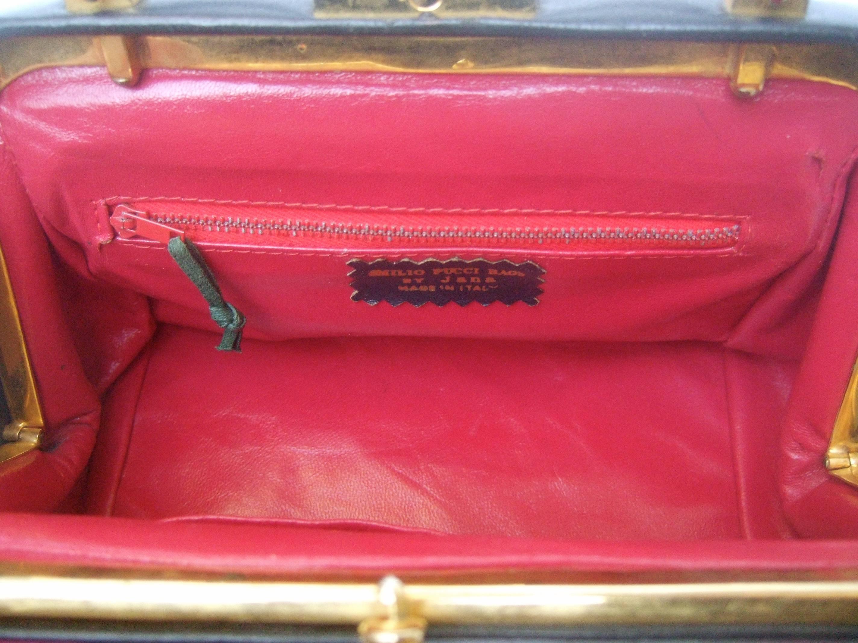 Emilio Pucci Rare Velvet Leather Trim Handbag ca 1970 5