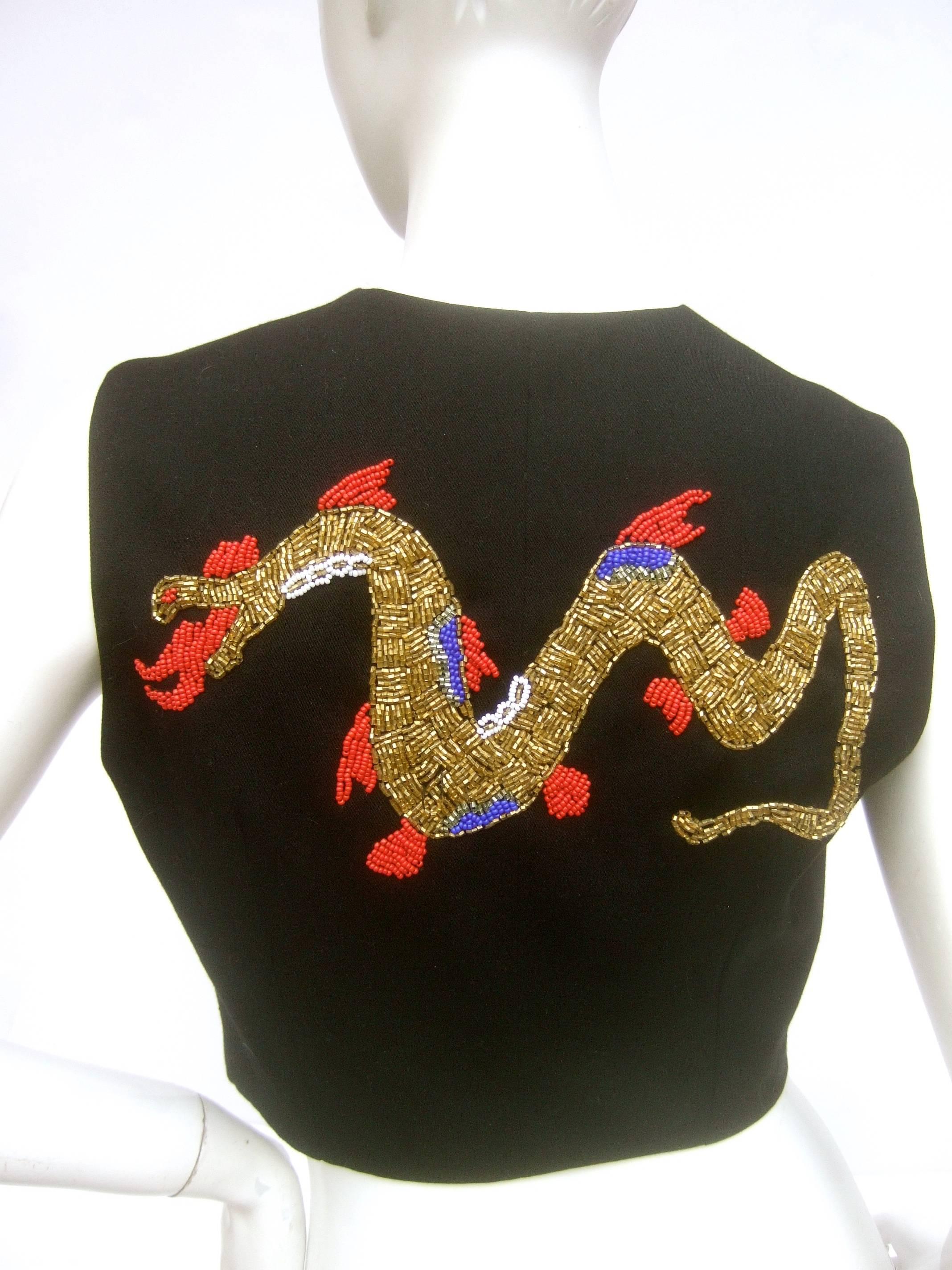 Black Dolce and Gabbana Exotic Glass Beaded Dragon Vest Size 42 