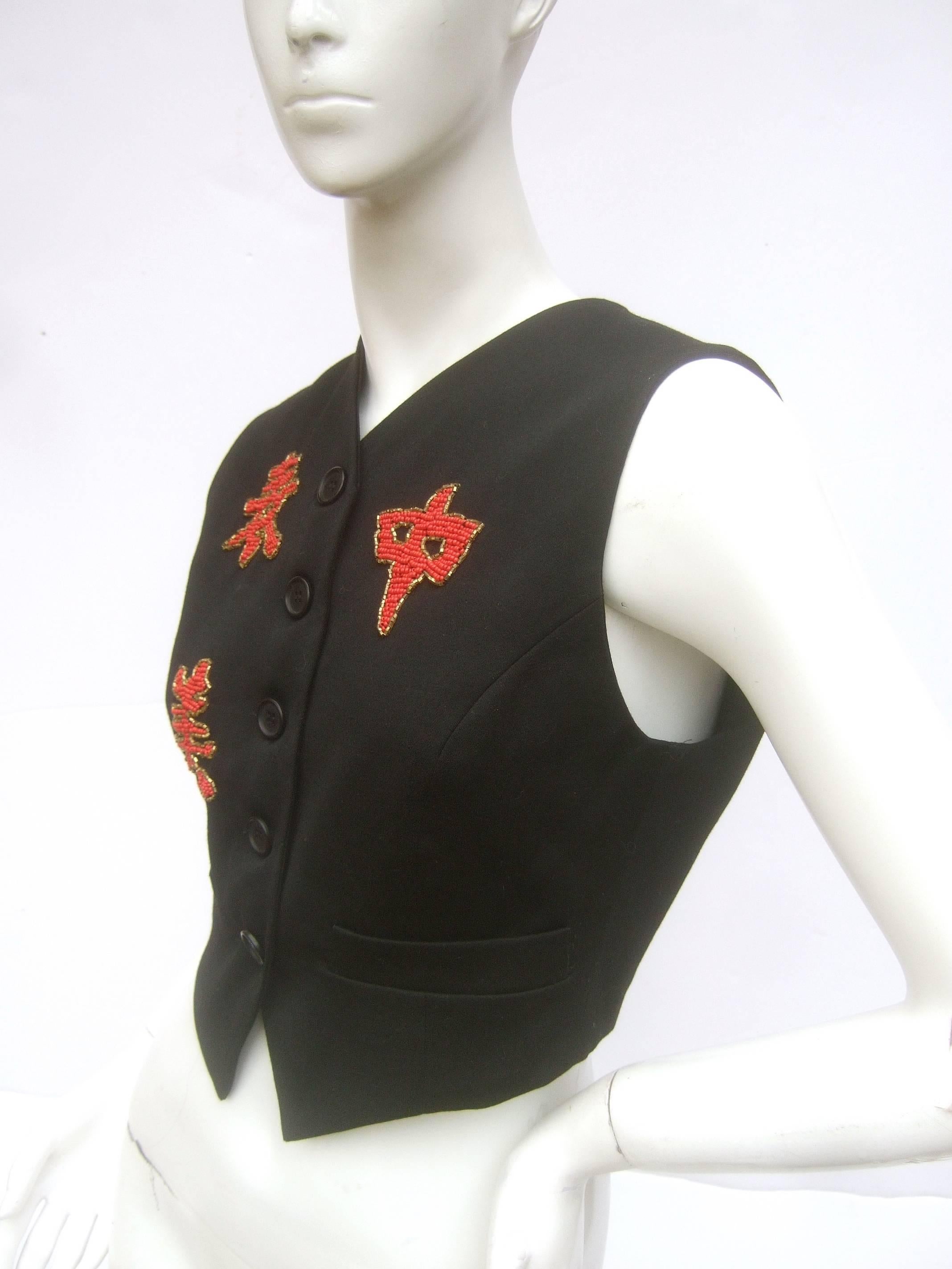 Dolce and Gabbana Exotic Glass Beaded Dragon Vest Size 42  In Excellent Condition In University City, MO