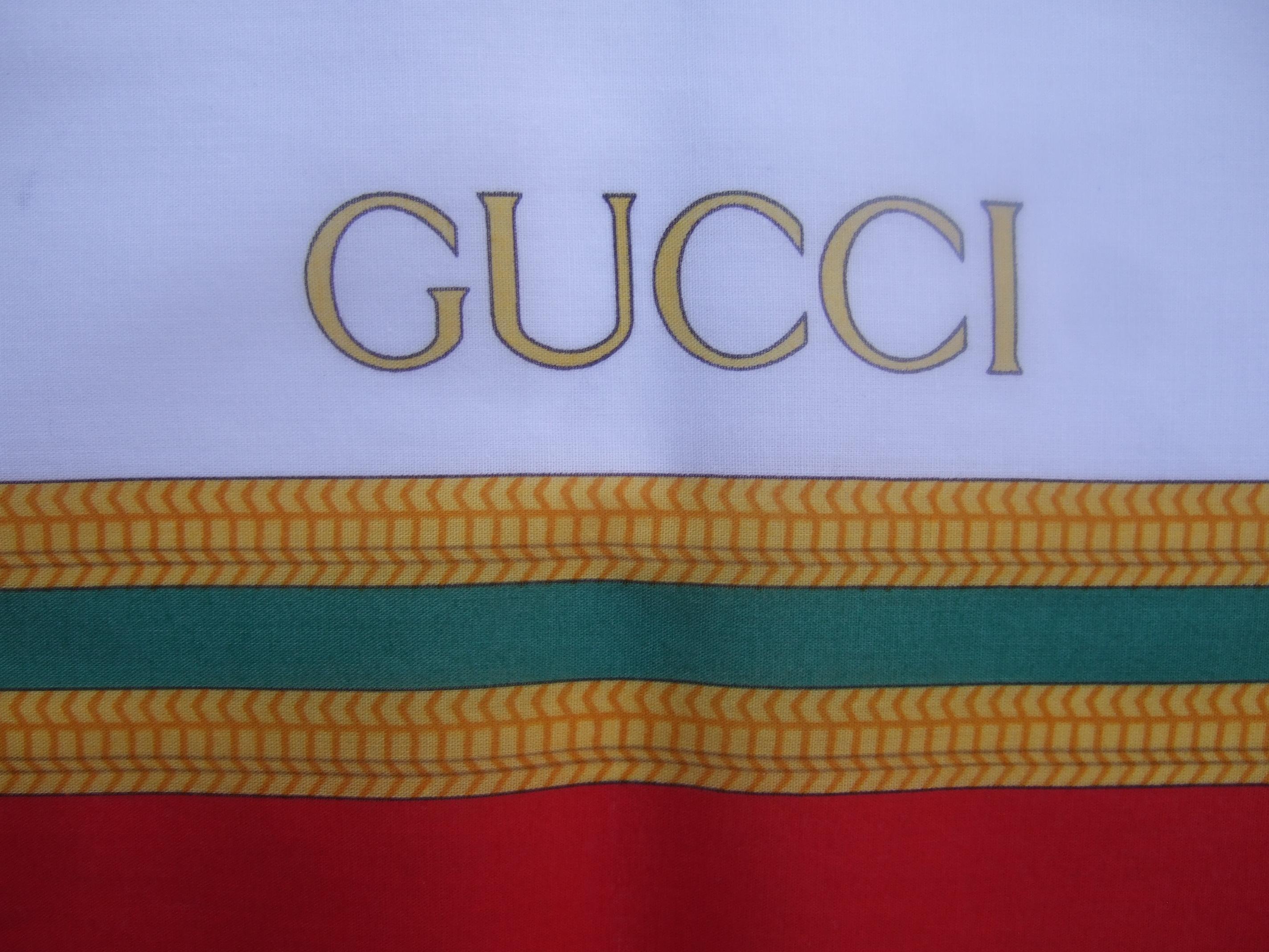 Gucci Italia Gran Bufanda de Algodón Barco Goleta Marítima - Chal 44 x 60 c Años 80 Gris en venta