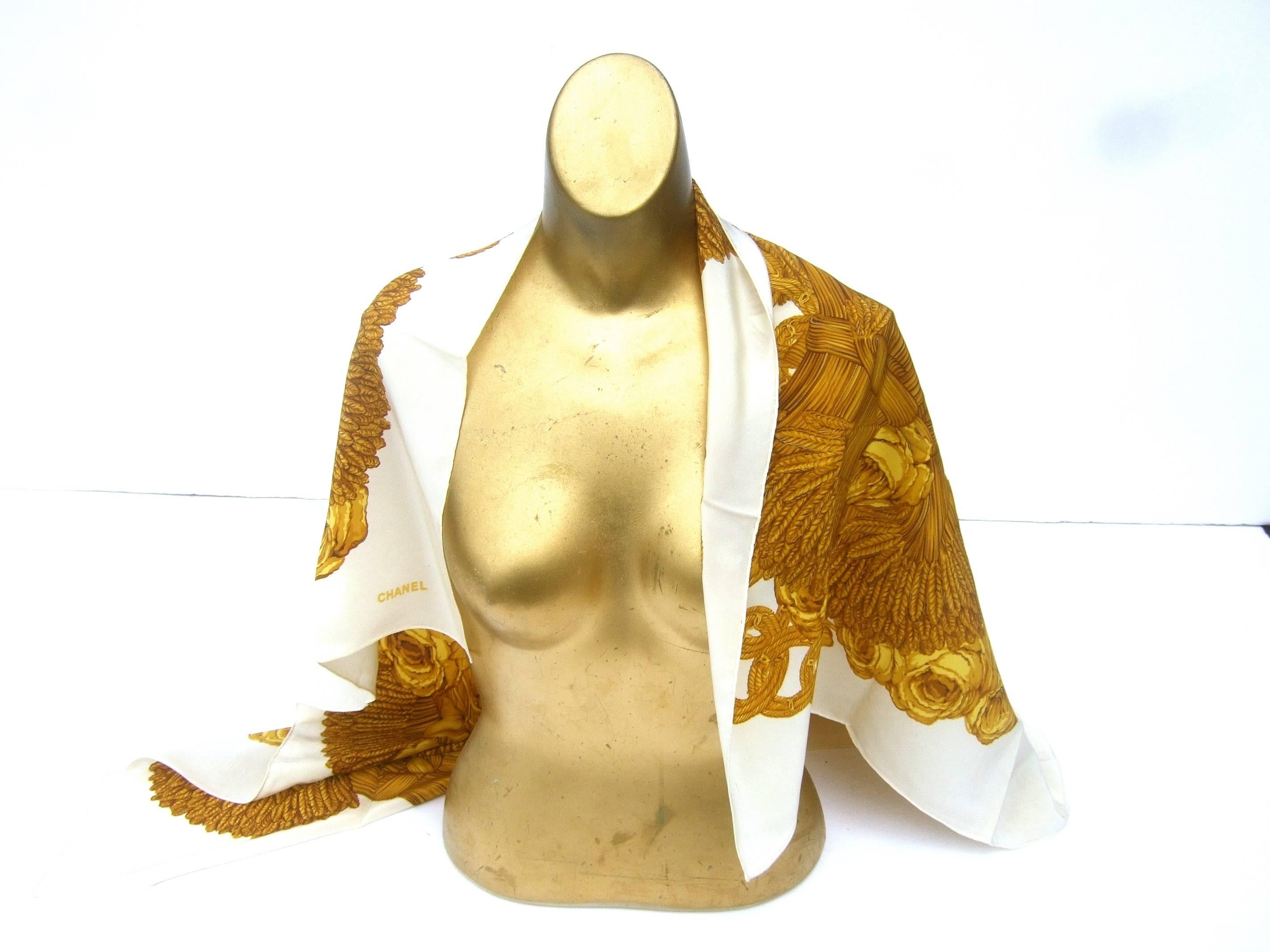 Chanel Luxurious golden silk rose scarf ca 1990s 3