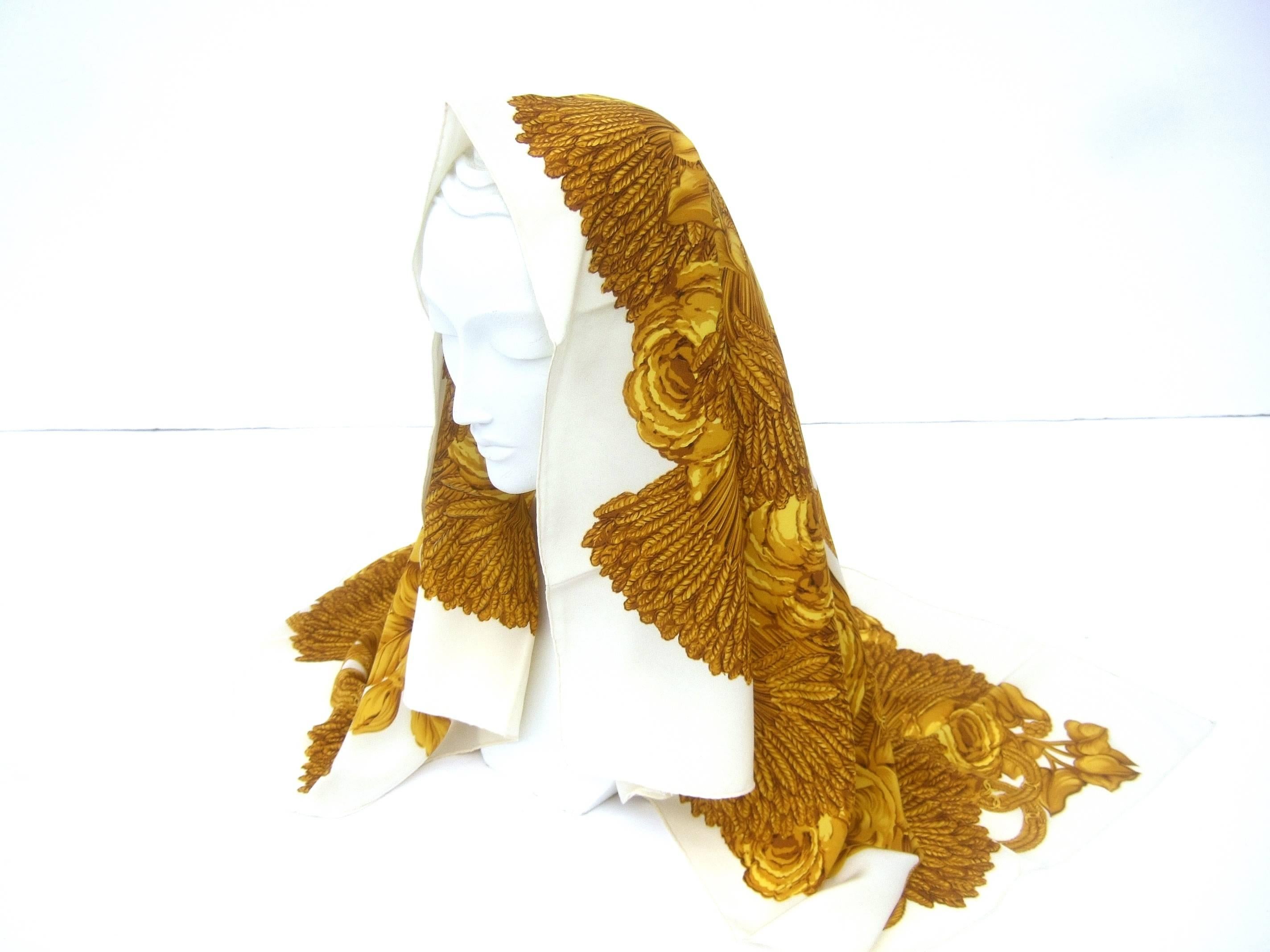 Chanel Luxurious golden silk rose scarf ca 1990s 2