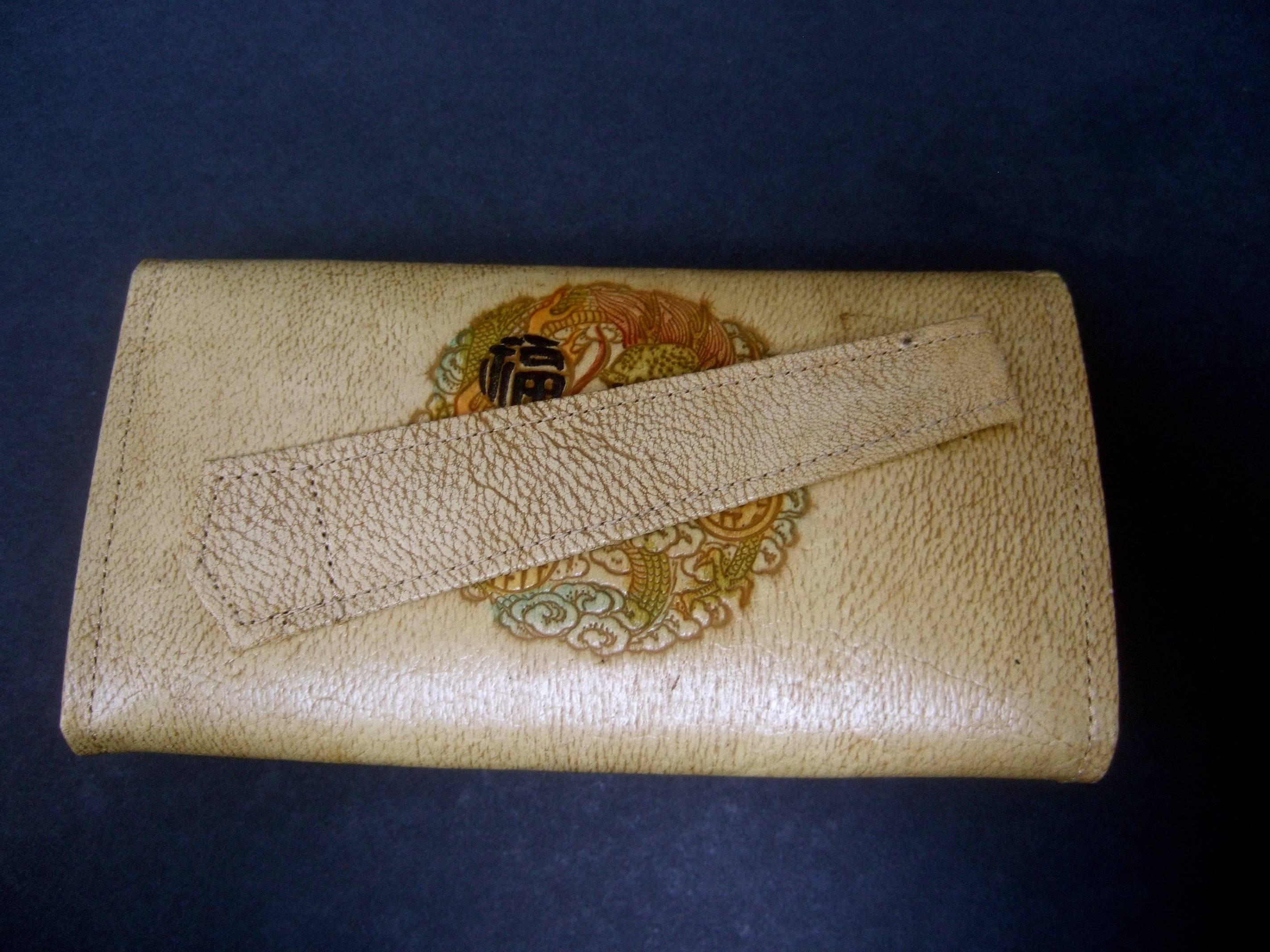 Exotic Japanese Tooled Leather Clutch / Wallet ca 1960 5
