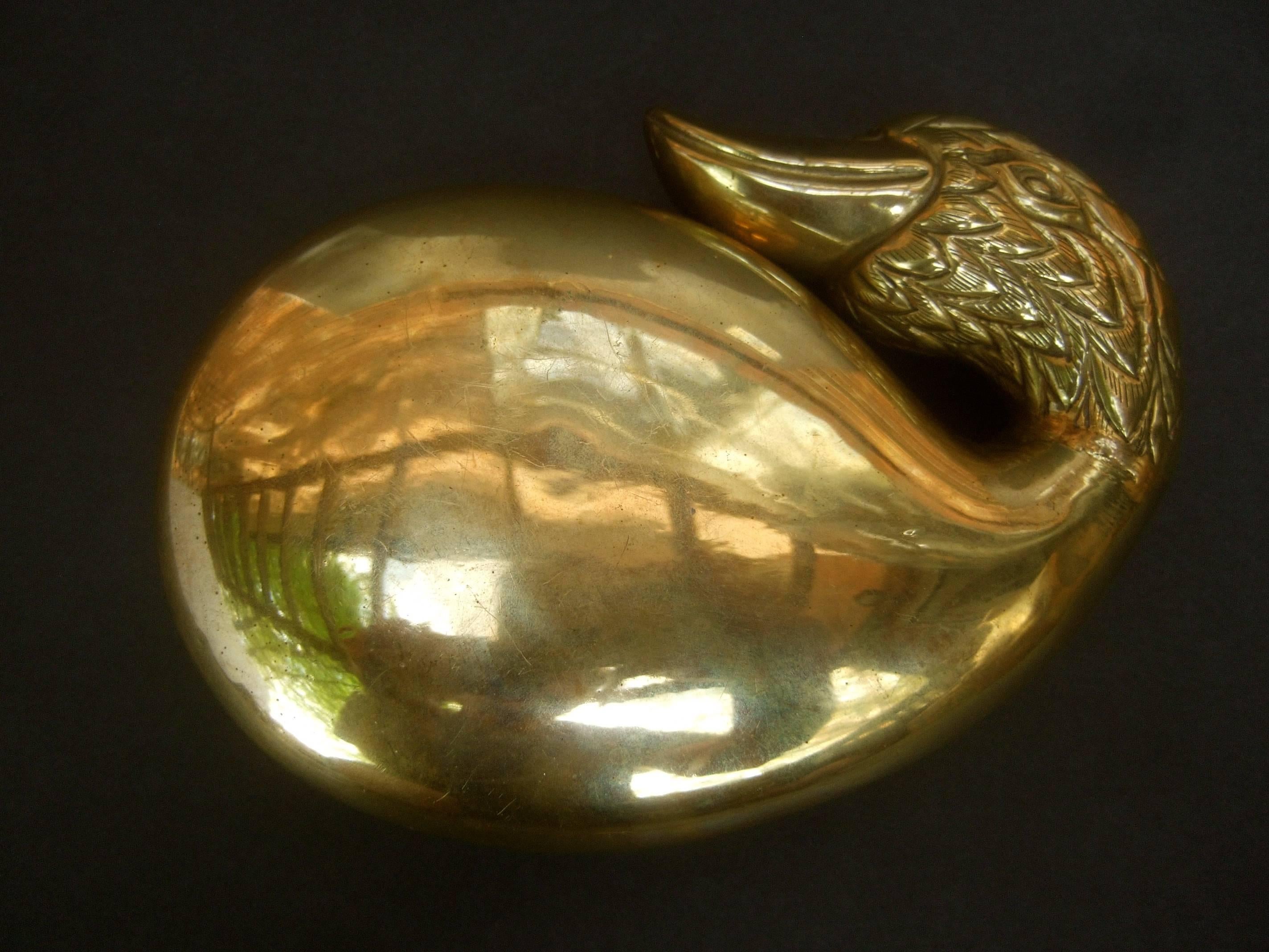 Brown Exotic Brass Metal Bird Evening Bag ca 1980s