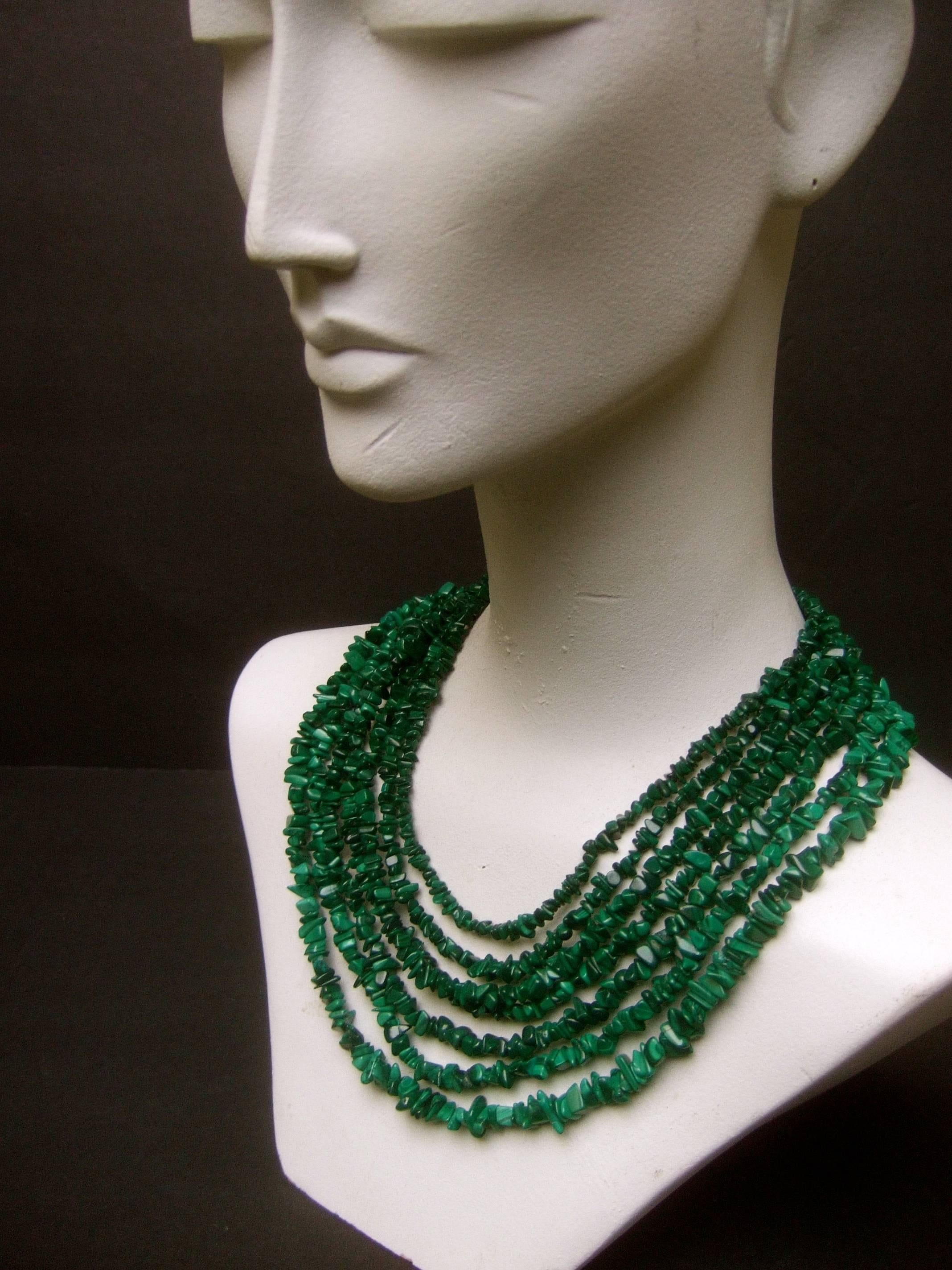 Malachite Graduated Nugget Artisan Necklace  3