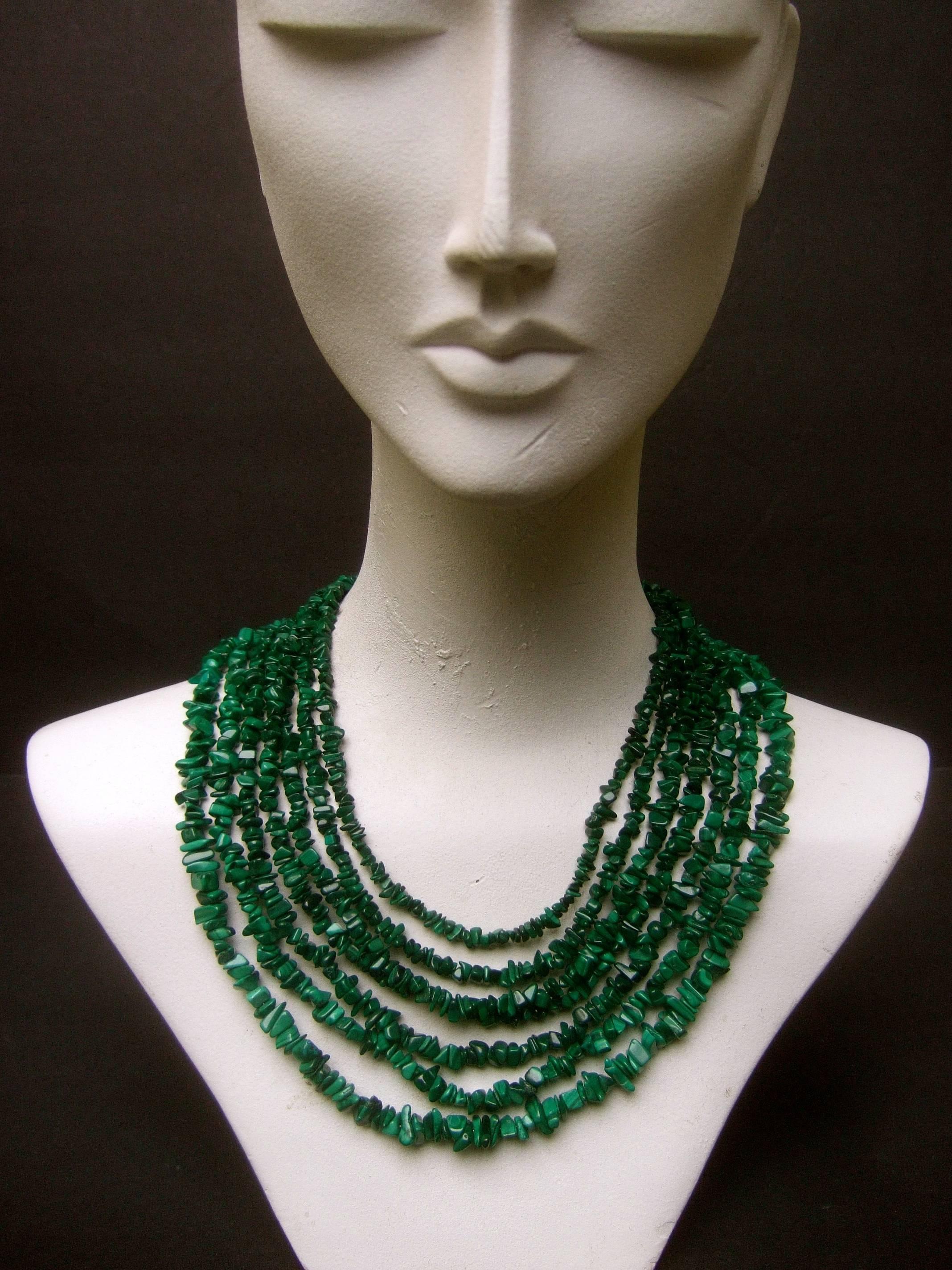 Malachite Graduated Nugget Artisan Necklace  2