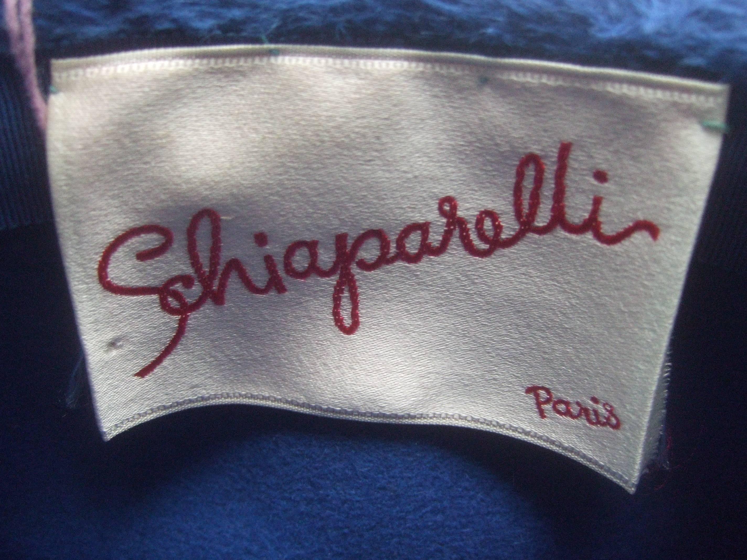 Schiaparelli Paris Fuzzy Blue Wool Hat ca 1960 2