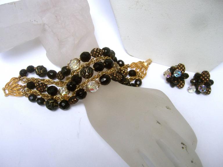 Trifari Exquisite Crystal Beaded Parure Necklace Set ca 1960s For Sale