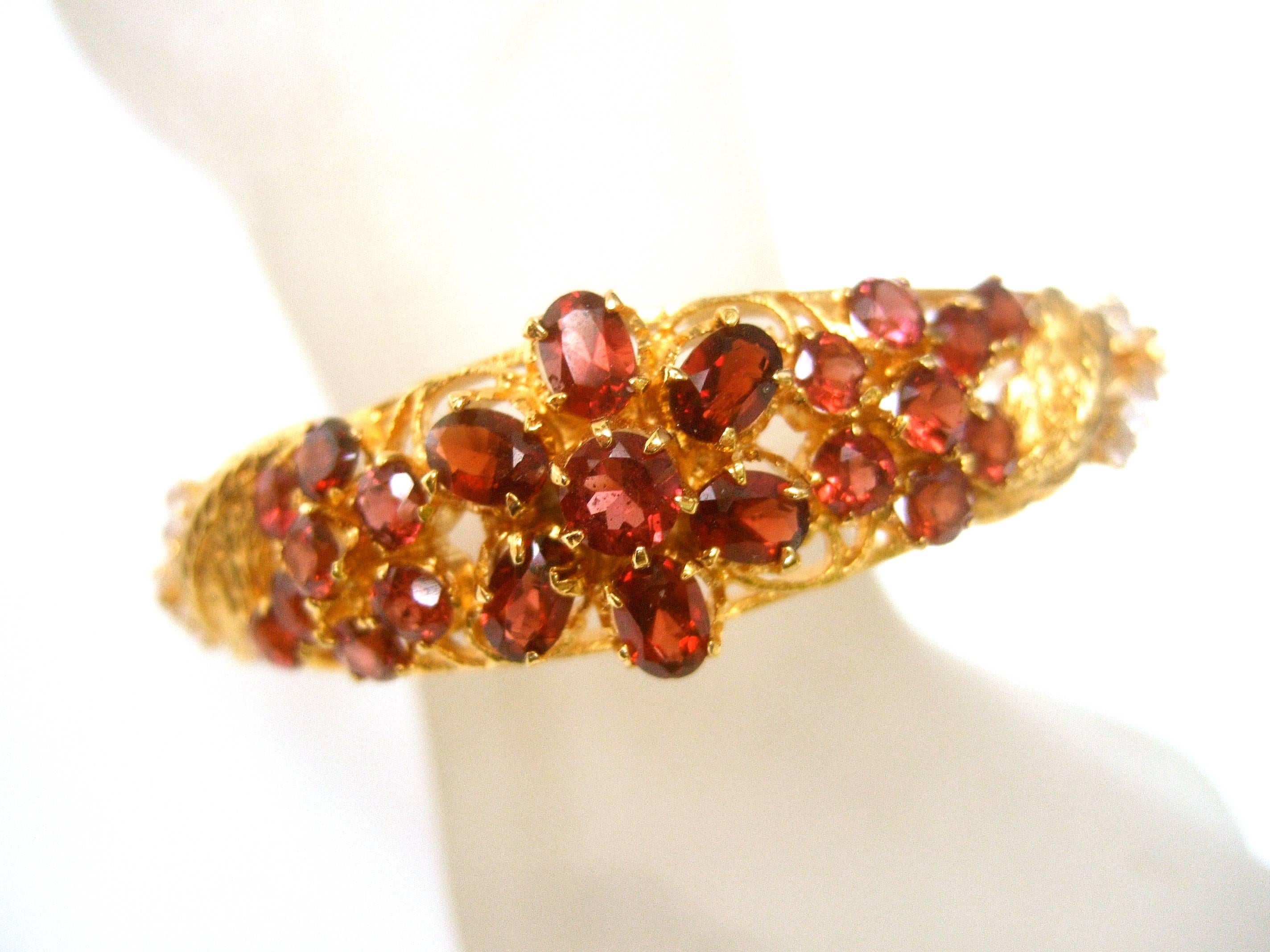 Women's Exquisite Crystal Gilt Metal Hinged Leaf Bracelet  For Sale