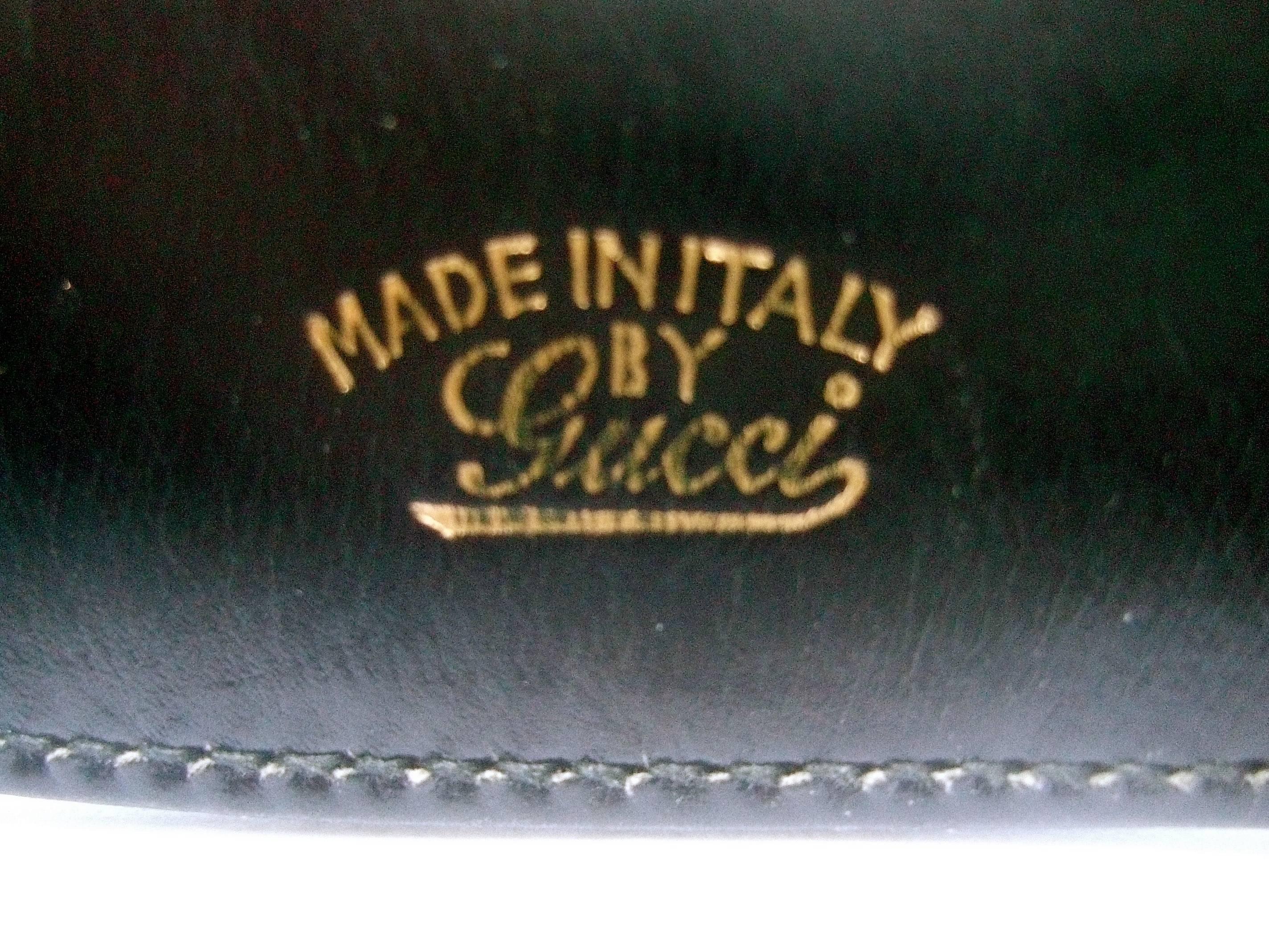 Gucci Italy Iconic Black Leather Piston Jackie O Handbag ca 1970s 3
