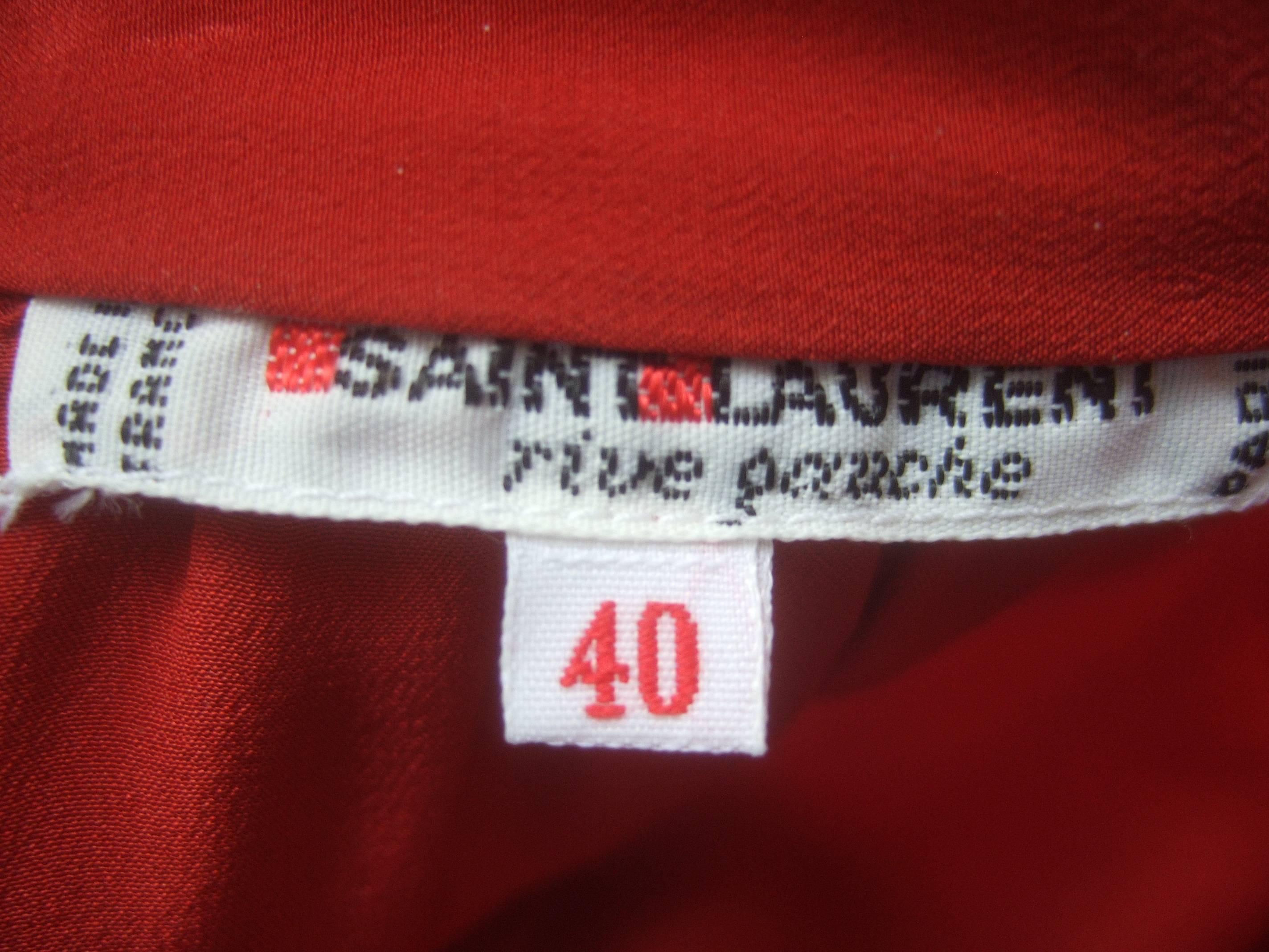 Saint Laurent Rive Gauche Crimson Red Silk Blouse c 1970s  4