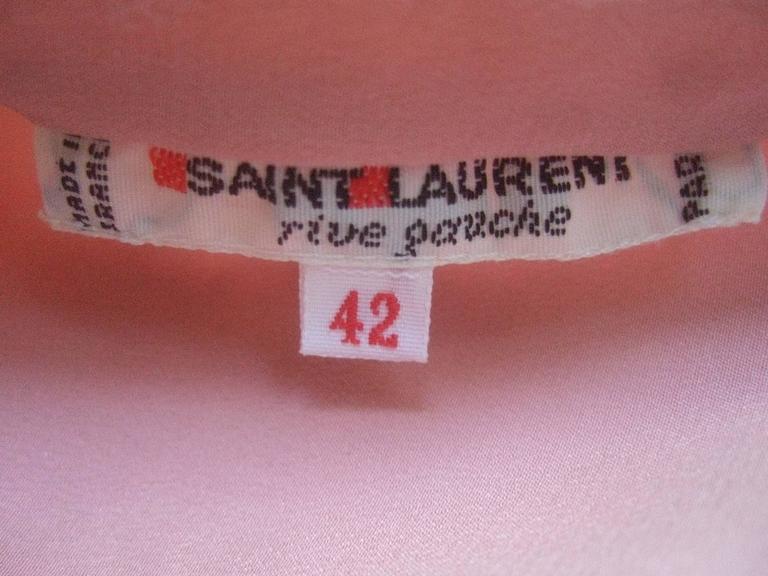 Saint Laurent Rive Gauche Mauve Pink Silk Tunic Blouse ca 1970s For