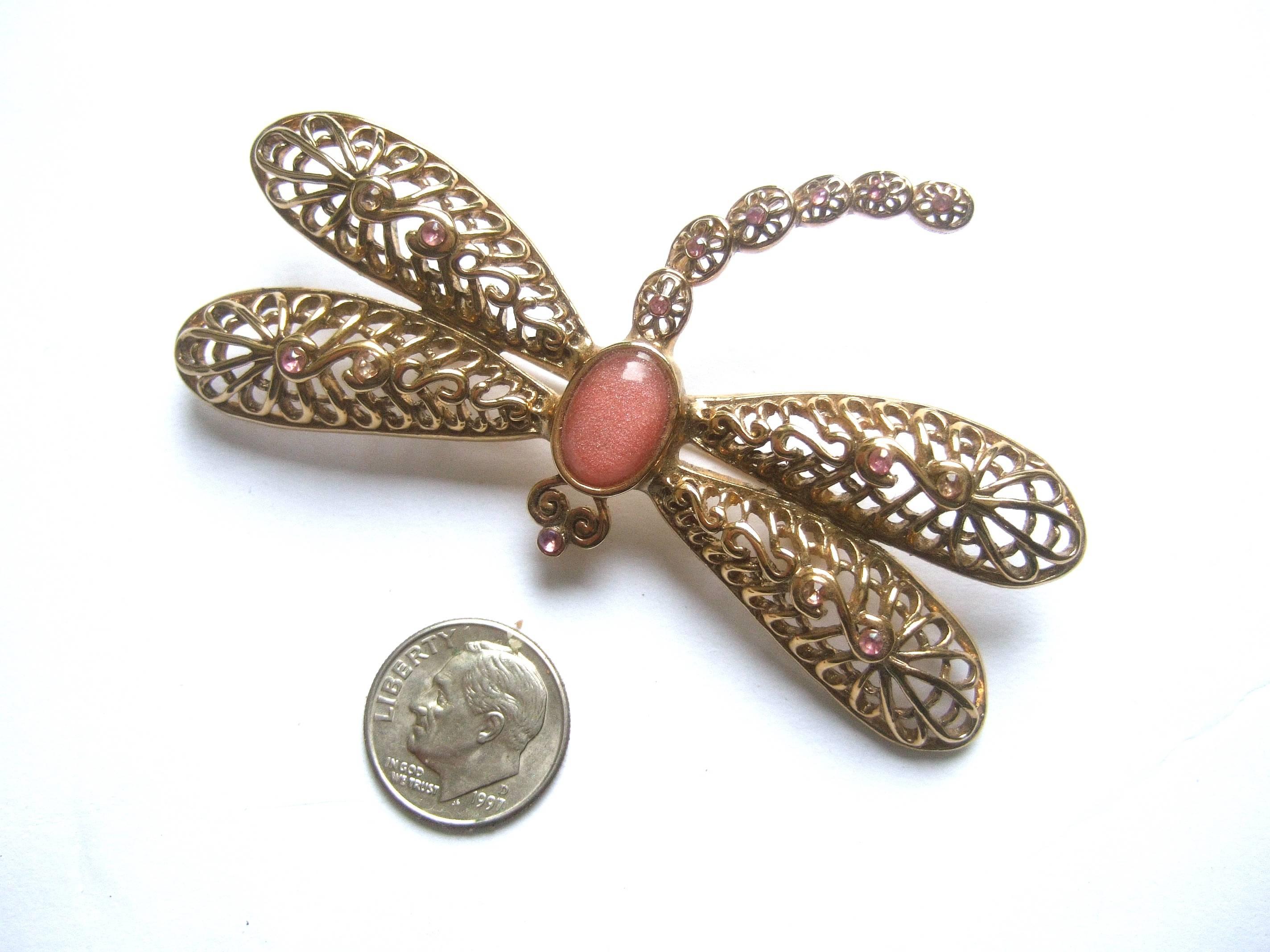 Exquisite Massive Crystal Dragonfly Brooch  In Excellent Condition In University City, MO