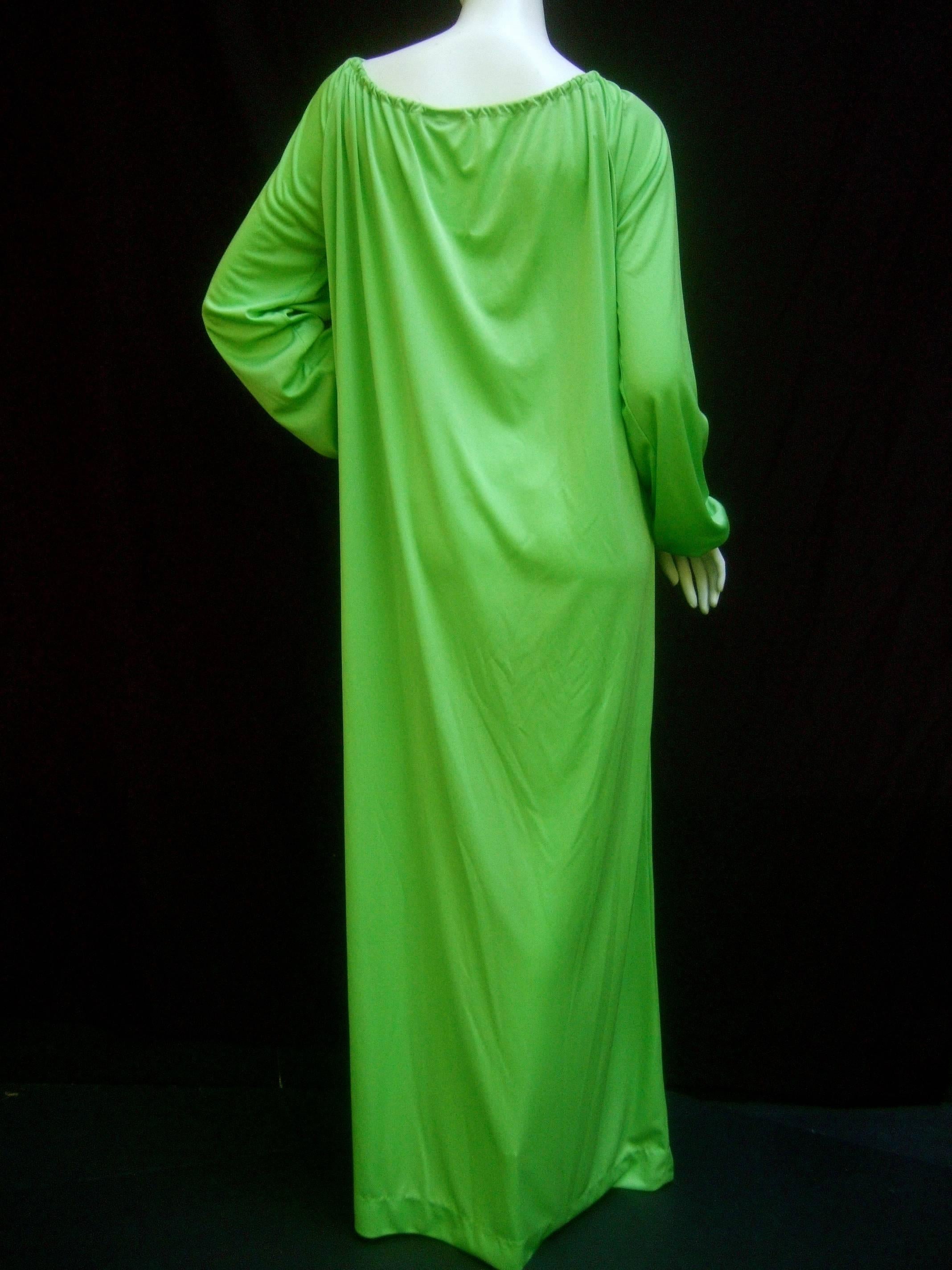 Slinky Halston IV Lime Green Qiana Caftan. 1970's.  So Disco! 2