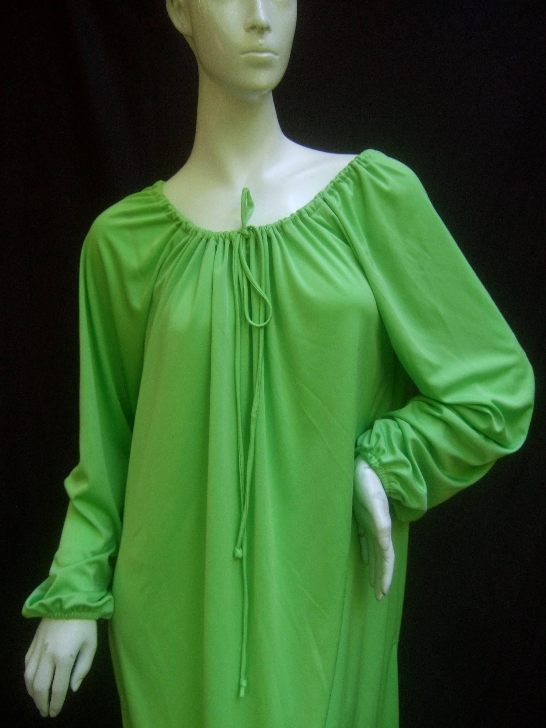 Slinky Halston IV Lime Green Qiana Caftan. 1970's.  So Disco! 1
