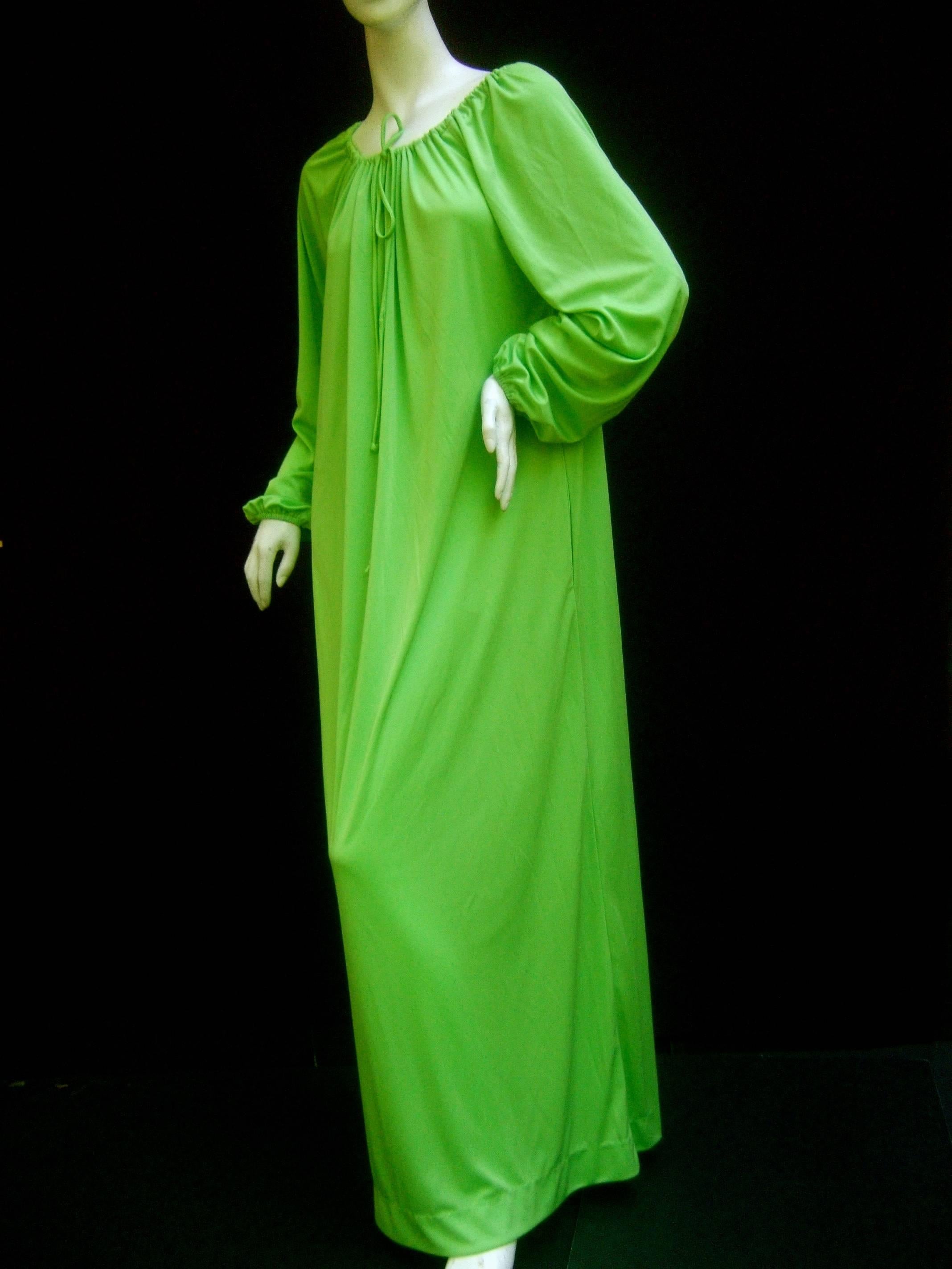 Women's or Men's Slinky Halston IV Lime Green Qiana Caftan. 1970's.  So Disco!