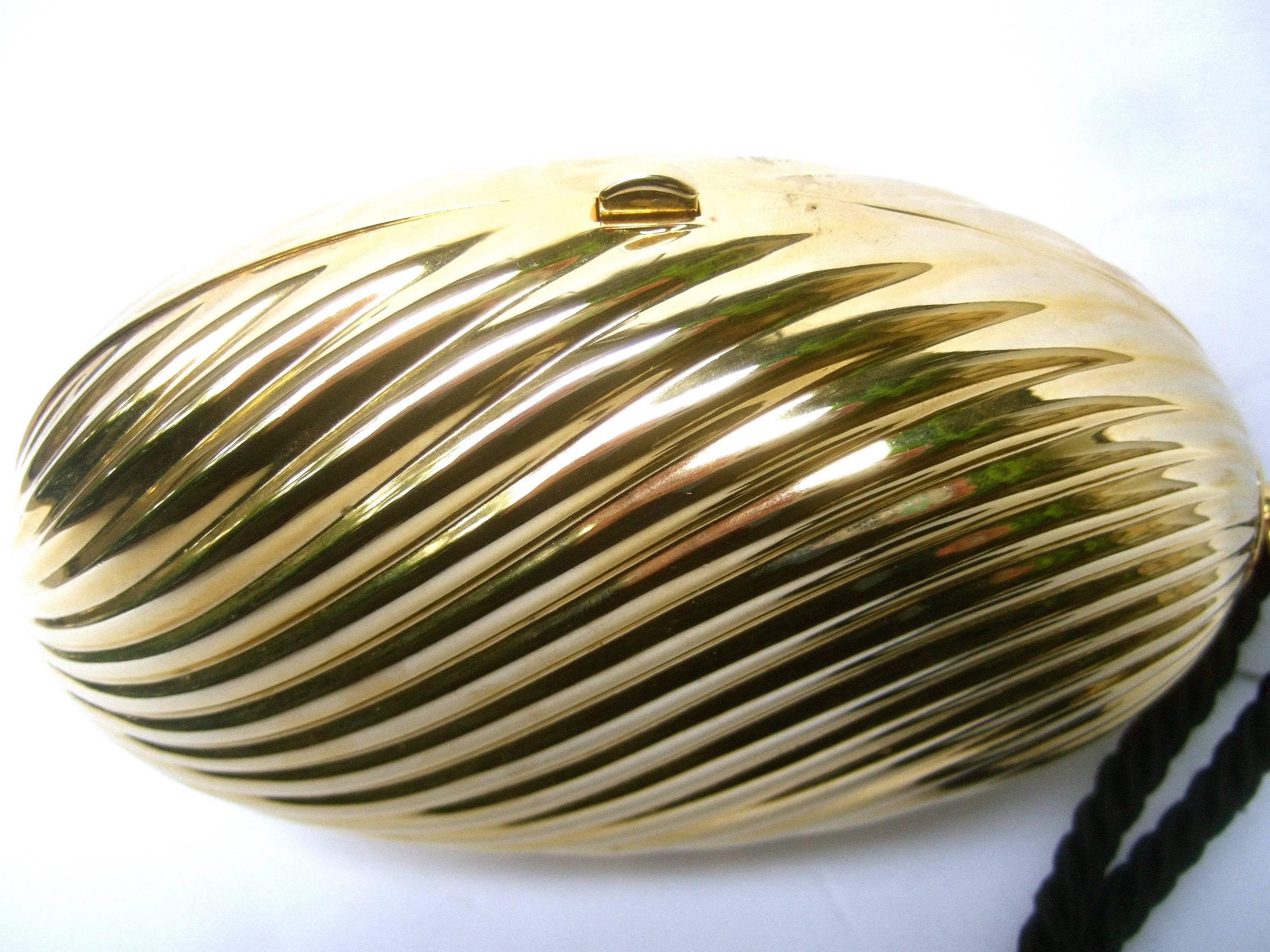Black Saks Fifth Avenue Opulent Italian Gilt Metal Evening Bag ca 1970s