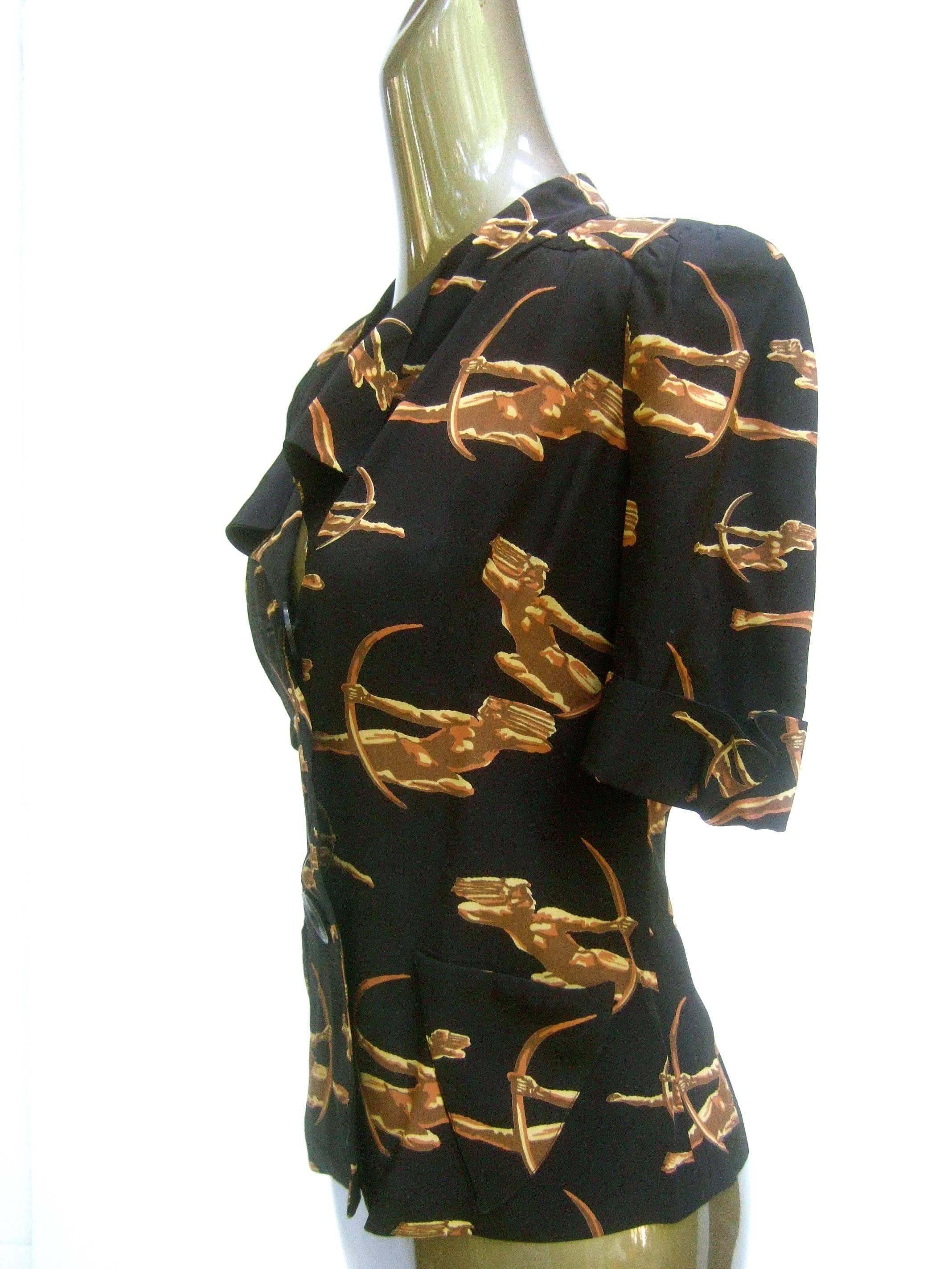 Biba Blouse Printed With Classical Archers. Late 1960's. 1