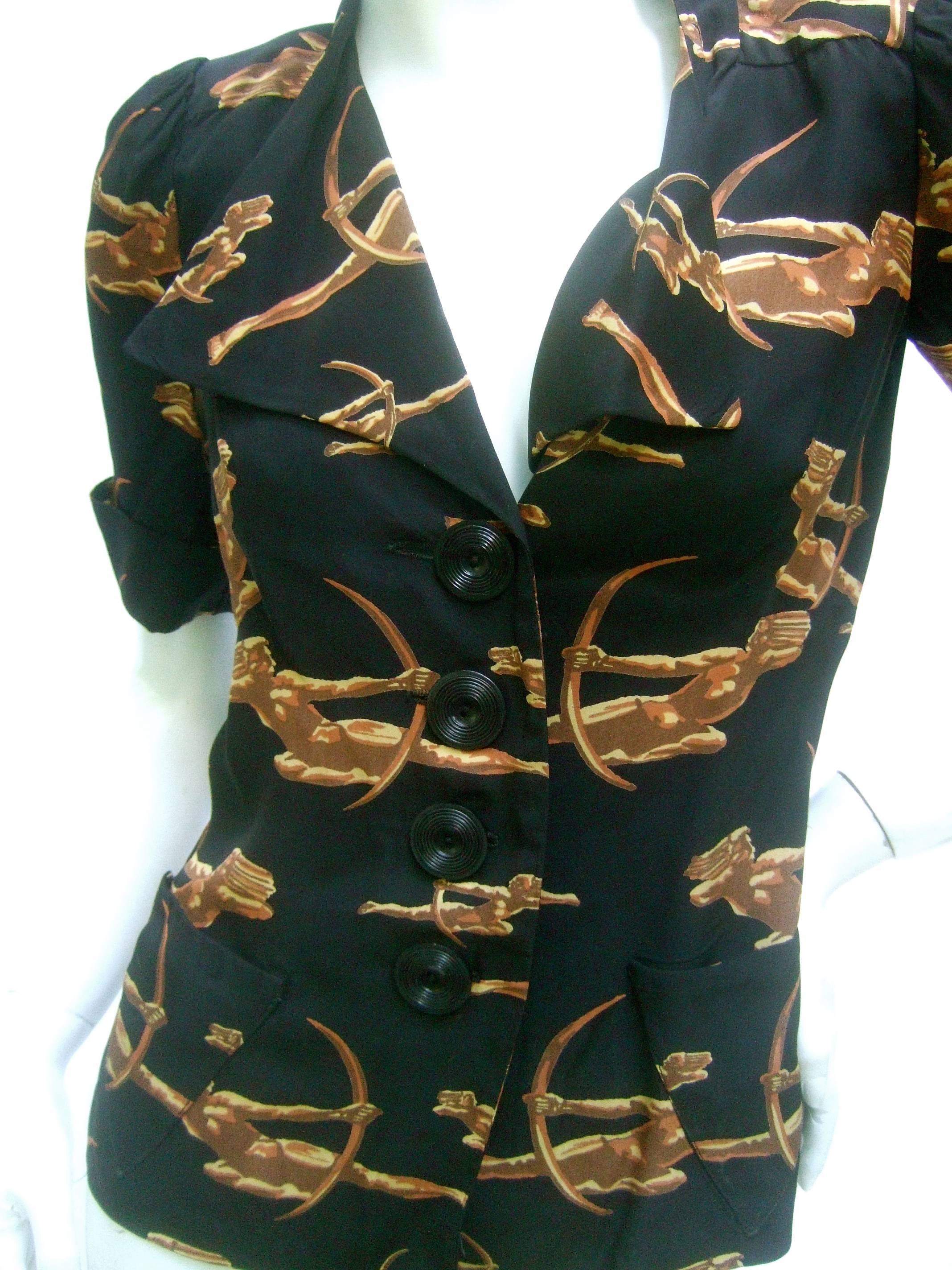 Women's Biba Blouse Printed With Classical Archers. Late 1960's.