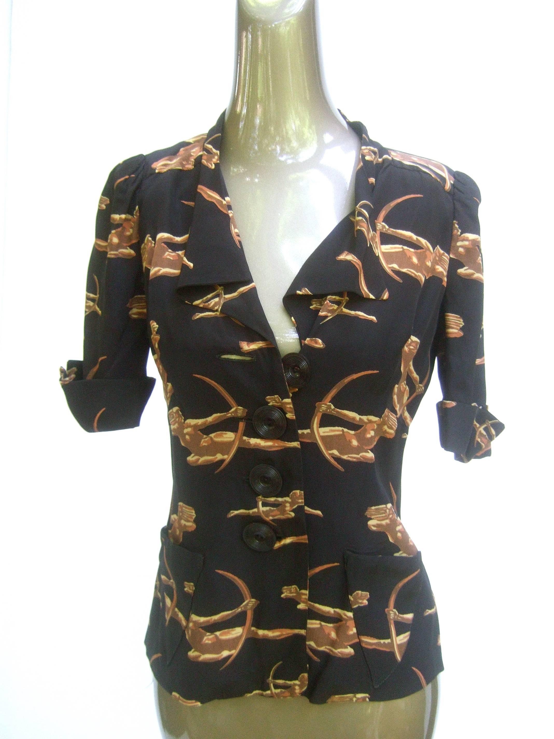 Biba Blouse Printed With Classical Archers. Late 1960's. 3