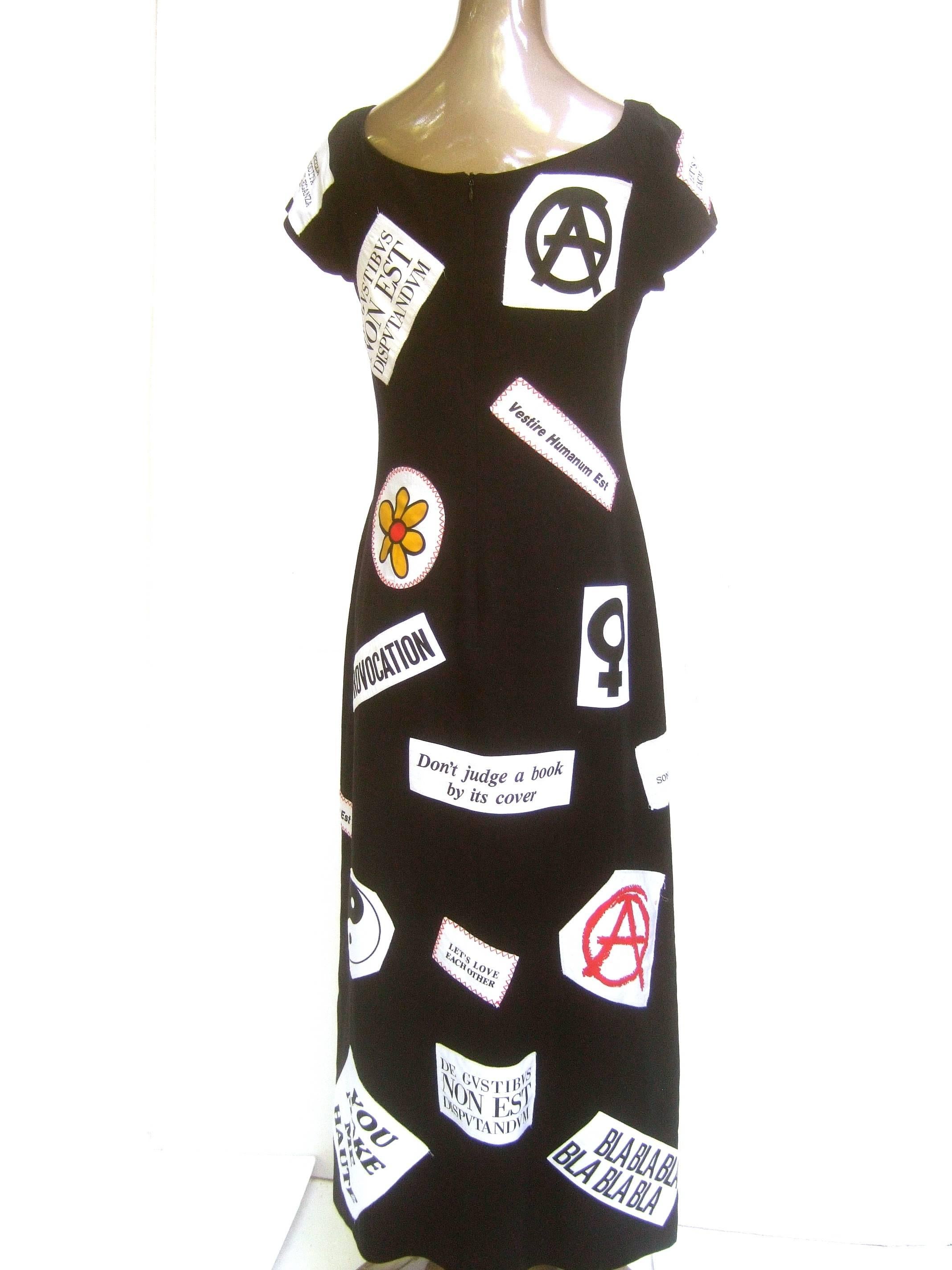 Black Resist! Moschino Couture Political Themed Dress. US Size 10